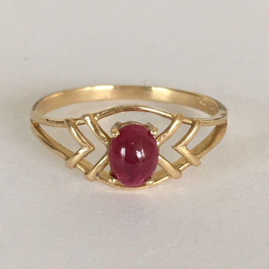 P-5410, New 14k Solid Yellow Gold Y/G Genuine Ruby Ring, Oval Shape, SZ-6