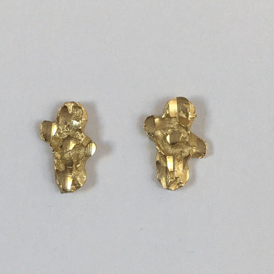 P-0360, New 14k Yellow Gold Earrings Studs Unique Peanut Design