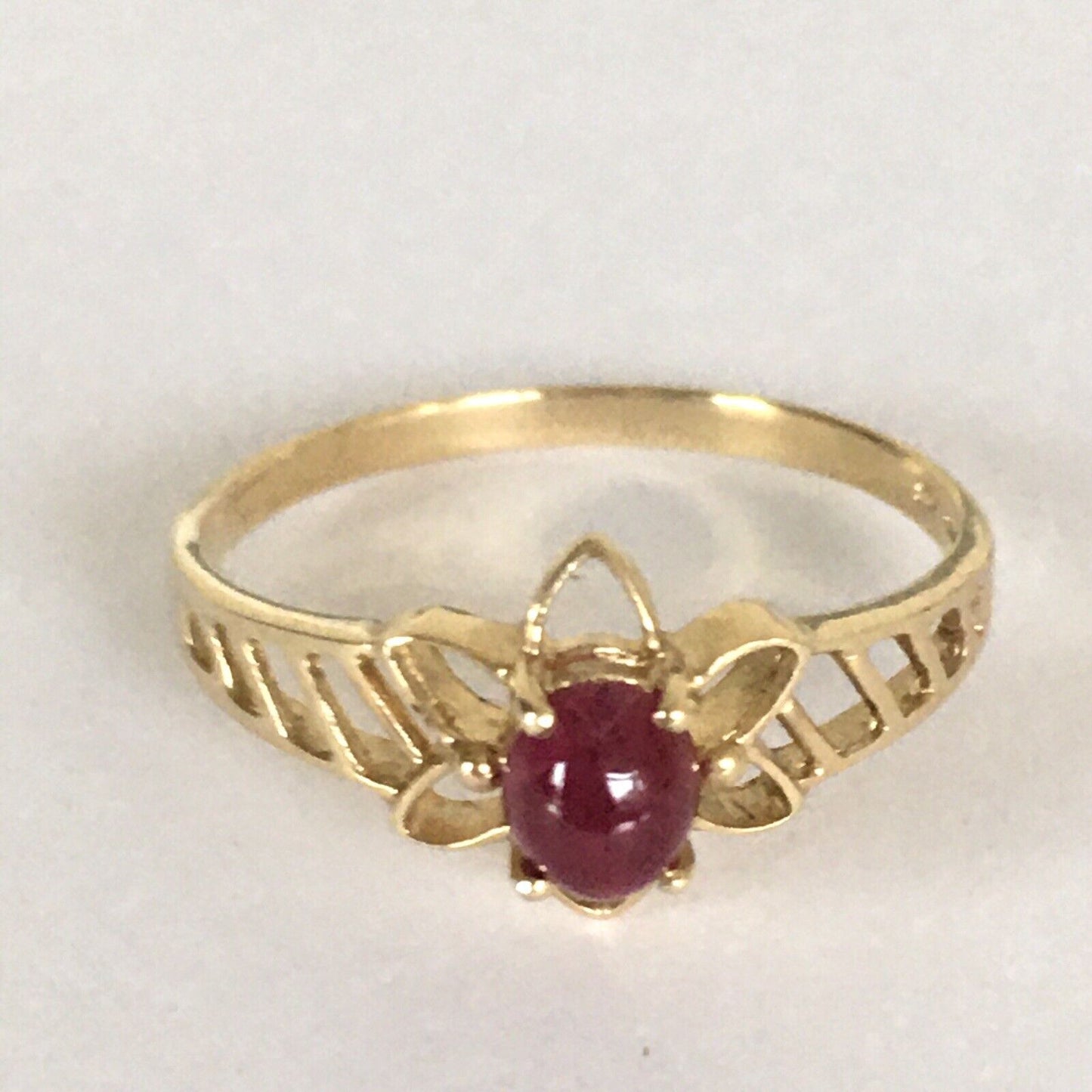 P-5610, New 14k Solid Yellow Gold Y/G Genuine Ruby Ring, Oval Shape, SZ-6.5