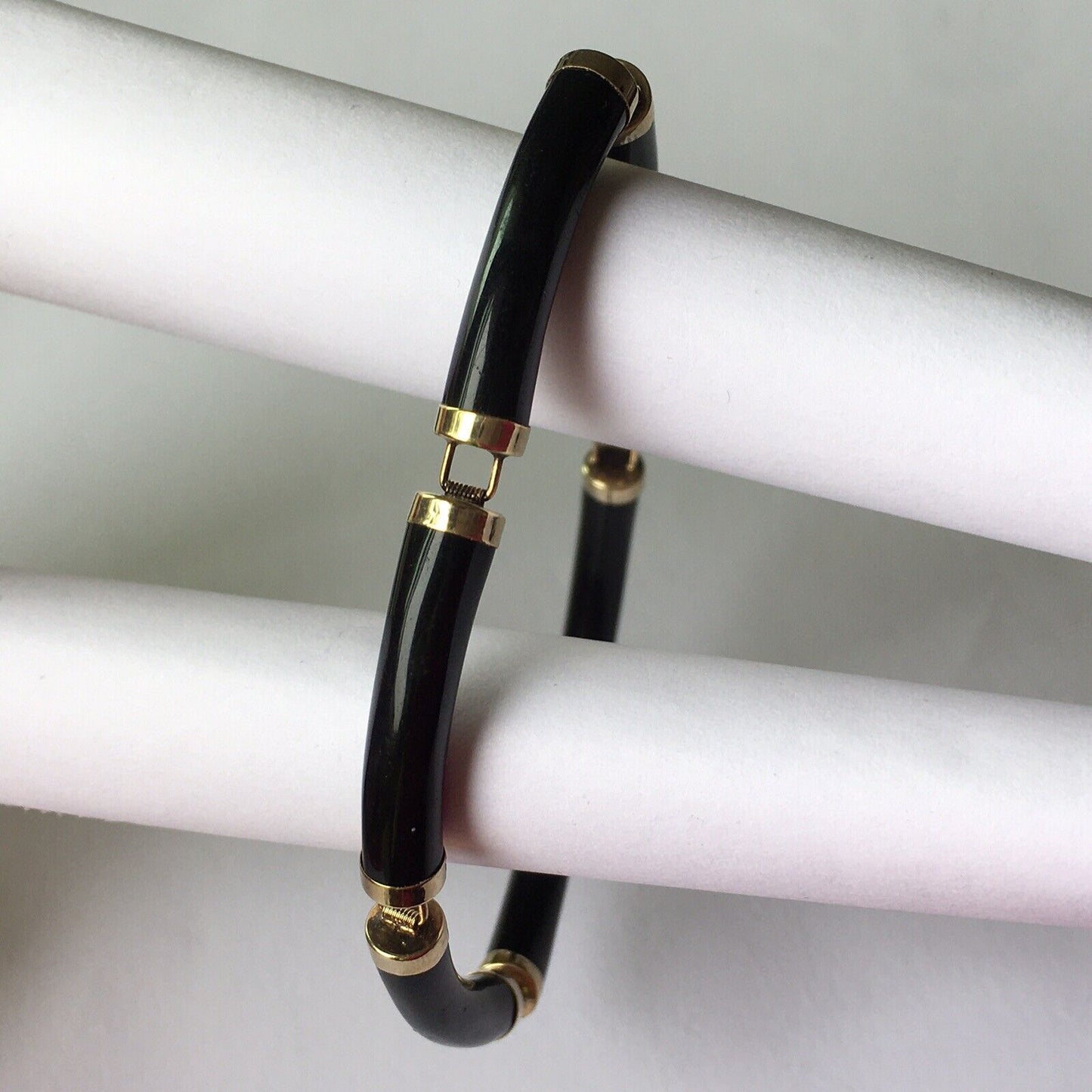 Q5708, New 14k Solid Yellow Gold Black Onyx Bracelet, 7”, Sign Of “Long Life”