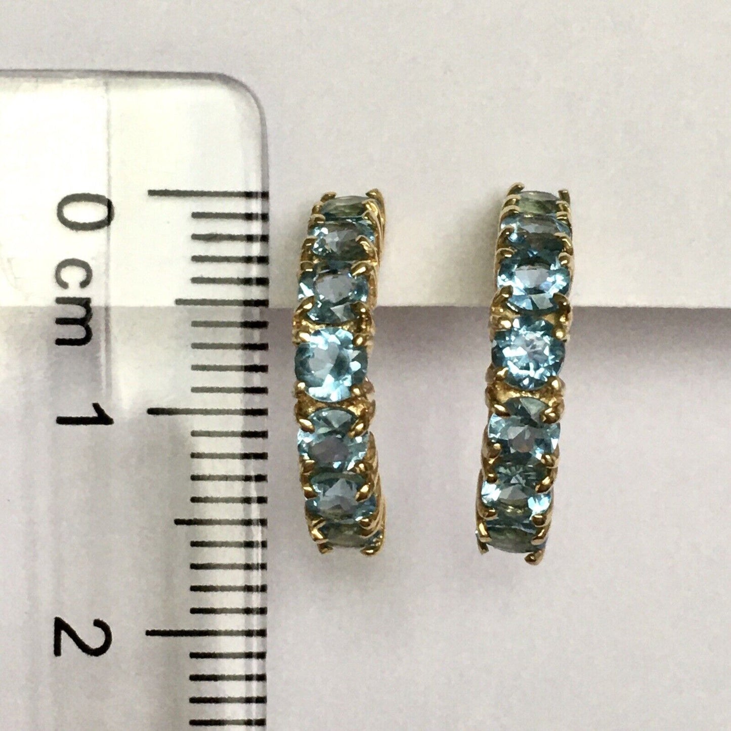 New 14k Solid Yellow Gold Y/G Natural Blue Topaz Studs Earrings Gemstone Gift