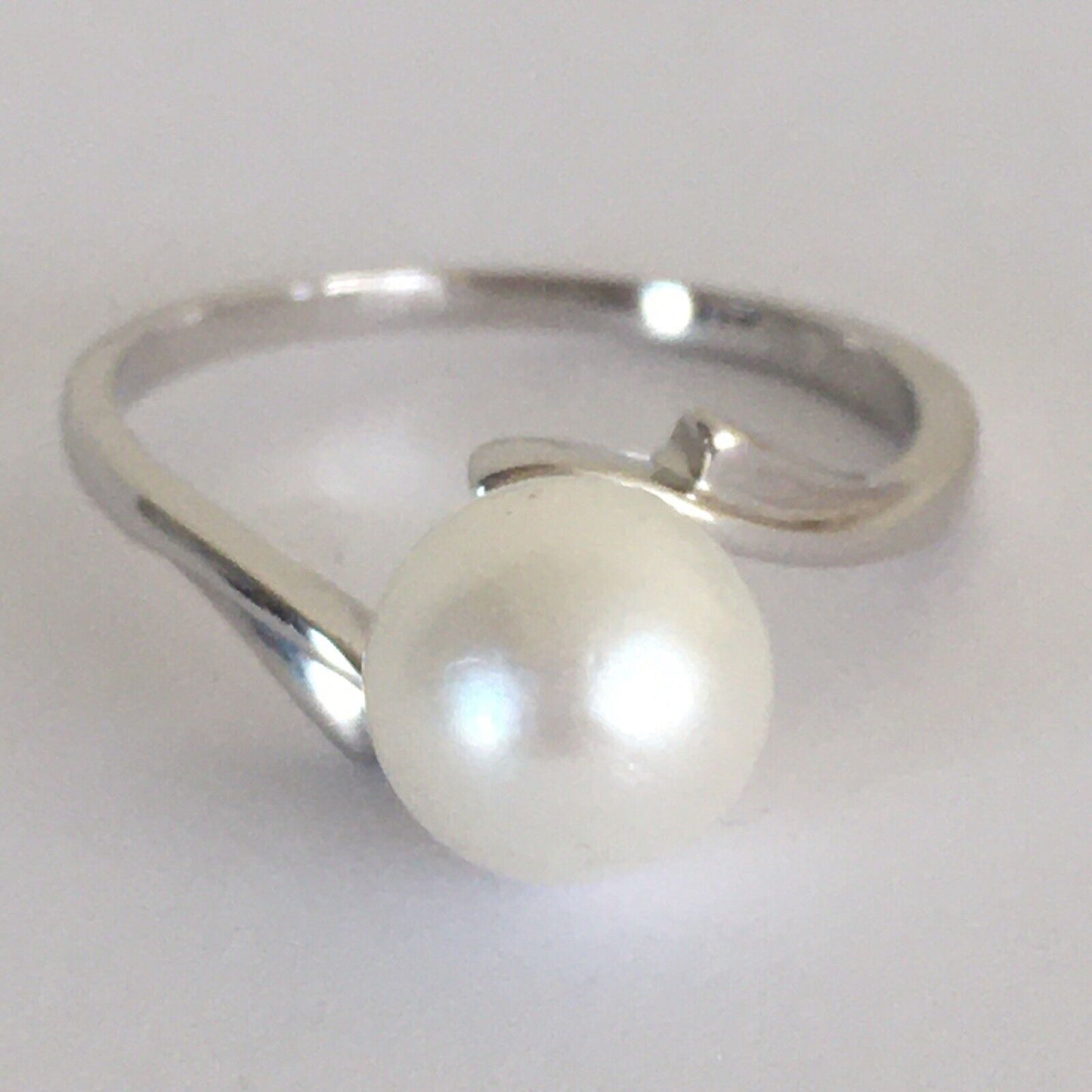 Q11615, New 14k Solid White Gold W/G Ring Natural Japanese Culture Pearl , SZ-7