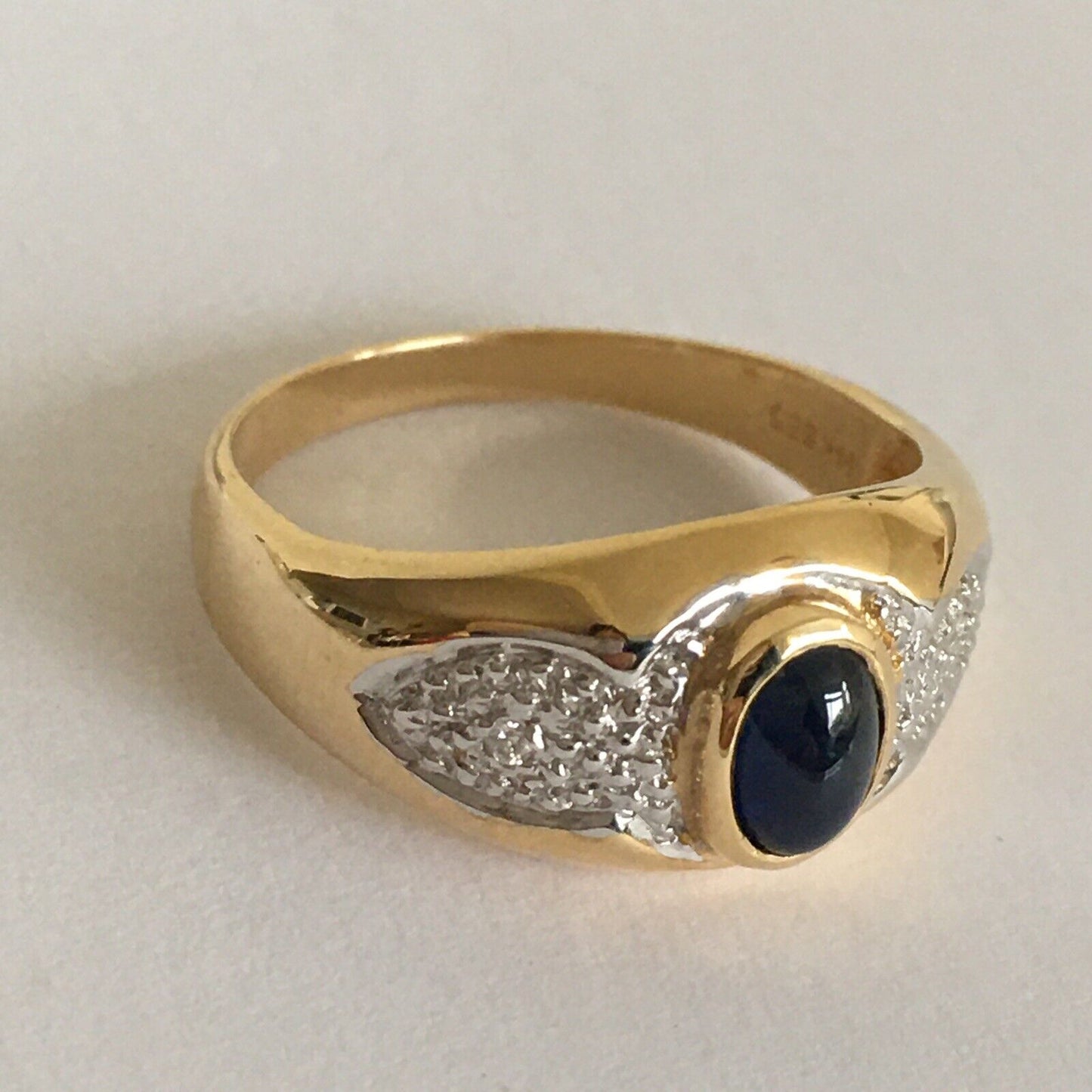 P-6220, New 14k Solid Yellow Gold Y/G Genuine Sapphire Ring With Diamonds, SZ-7