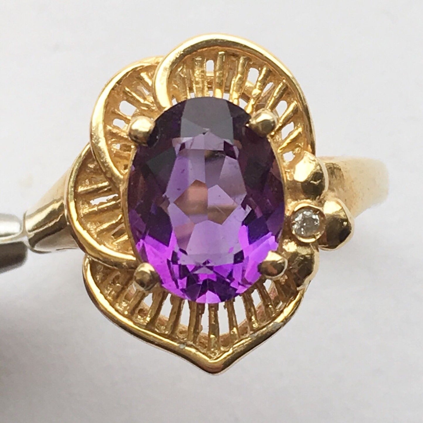 Q8519, New 14k Solid Yellow Gold Y/G Amethyst Ring, SZ-6.5