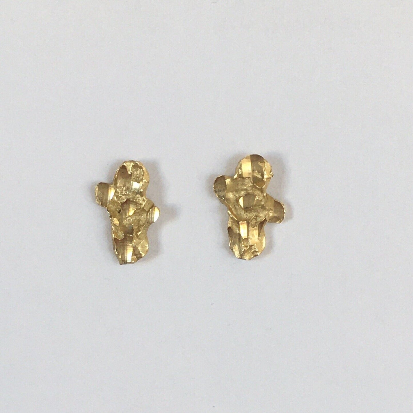 P-0360, New 14k Yellow Gold Earrings Studs Unique Peanut Design