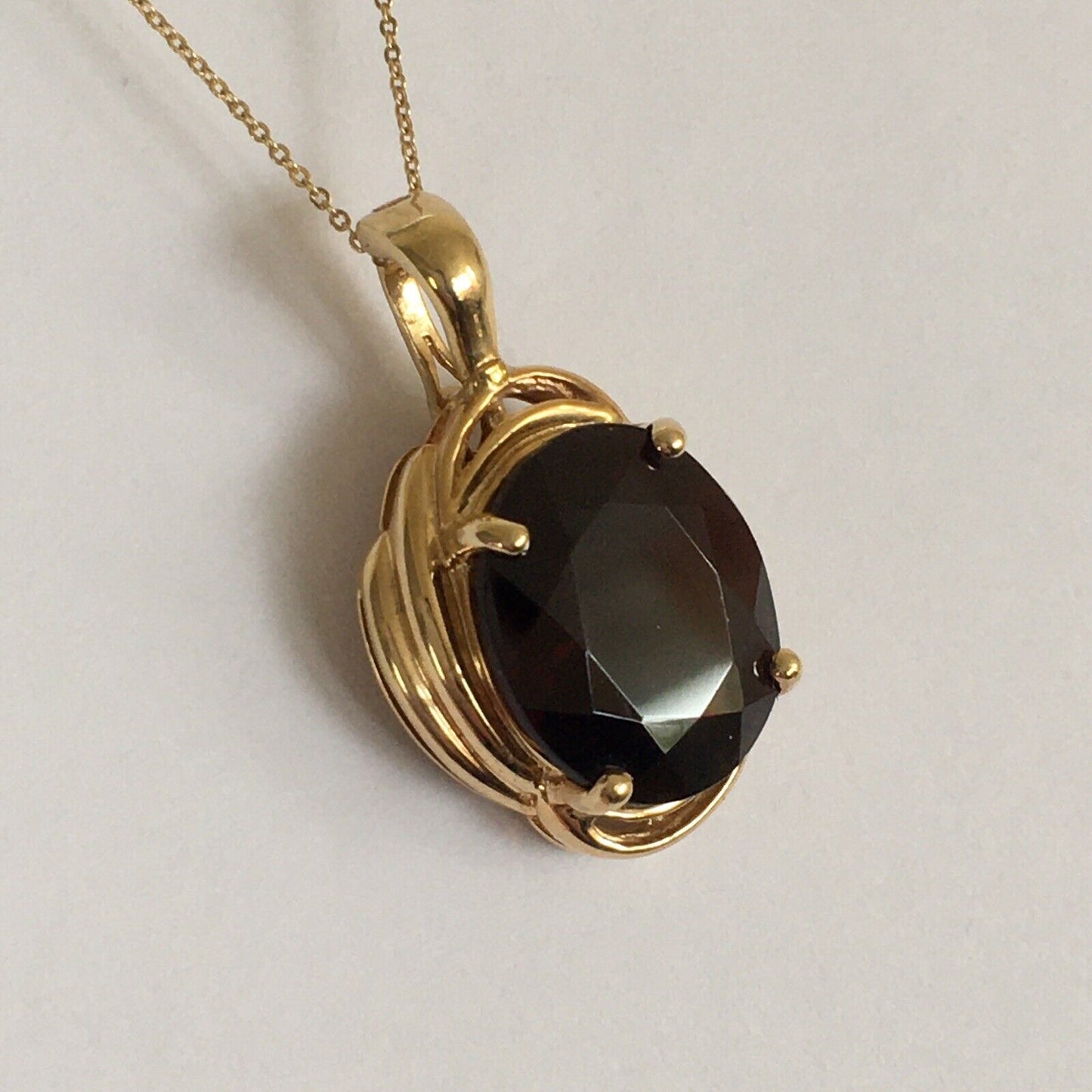 New 14k Solid yellow Gold Y/G Garnet Pendant, 11*14mm, Oval, P-9575010