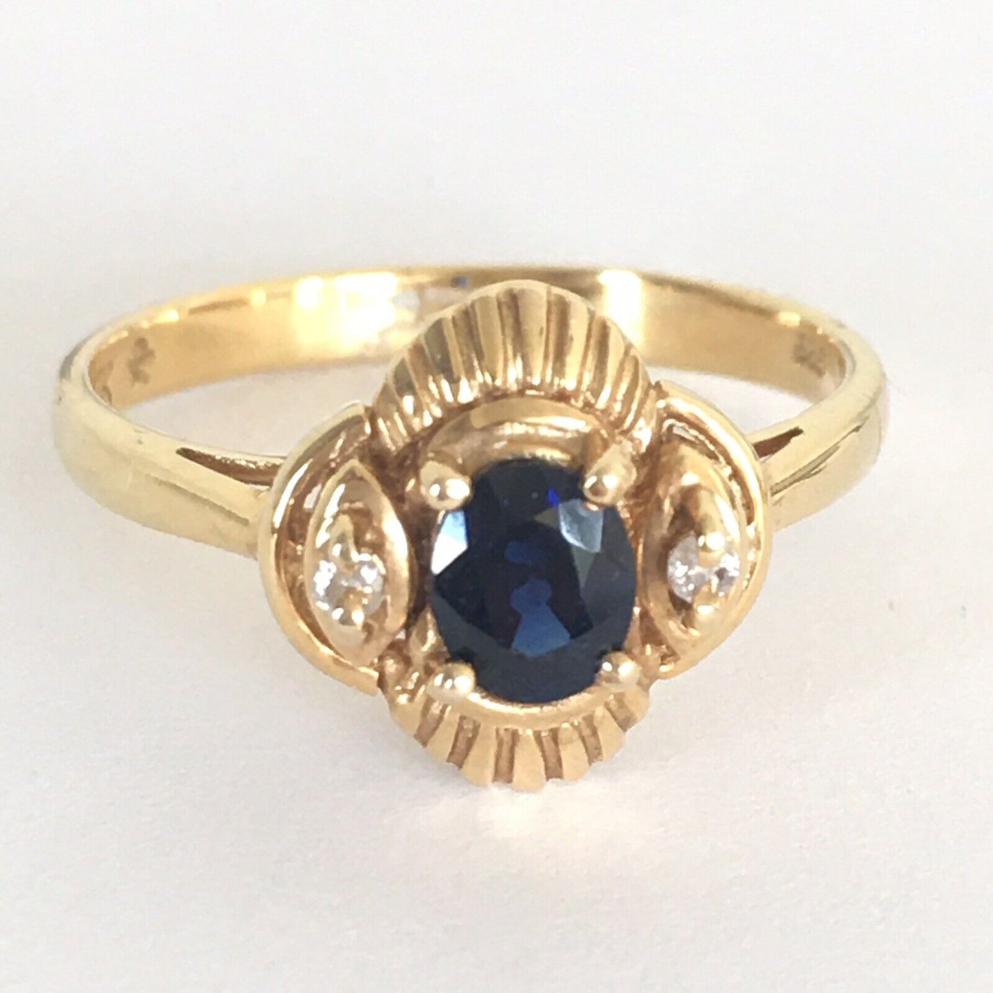 Q7820, New 14k Solid Yellow Gold Y/G Genuine Sapphire & Diamond Ring, SZ-7