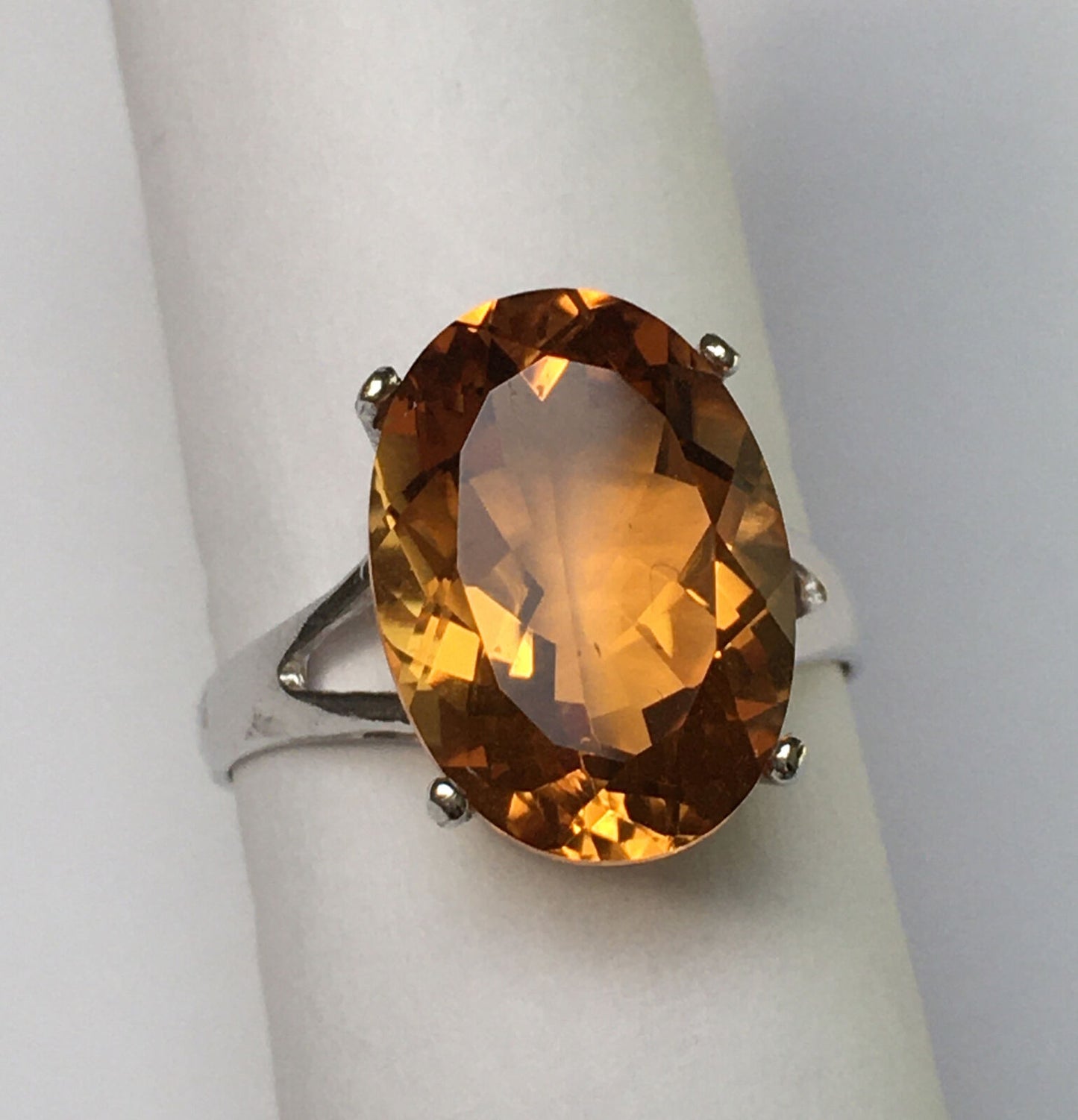 New 14k Solid White Gold W/G Citrine Ring Oval, 10*14mm, SZ-7