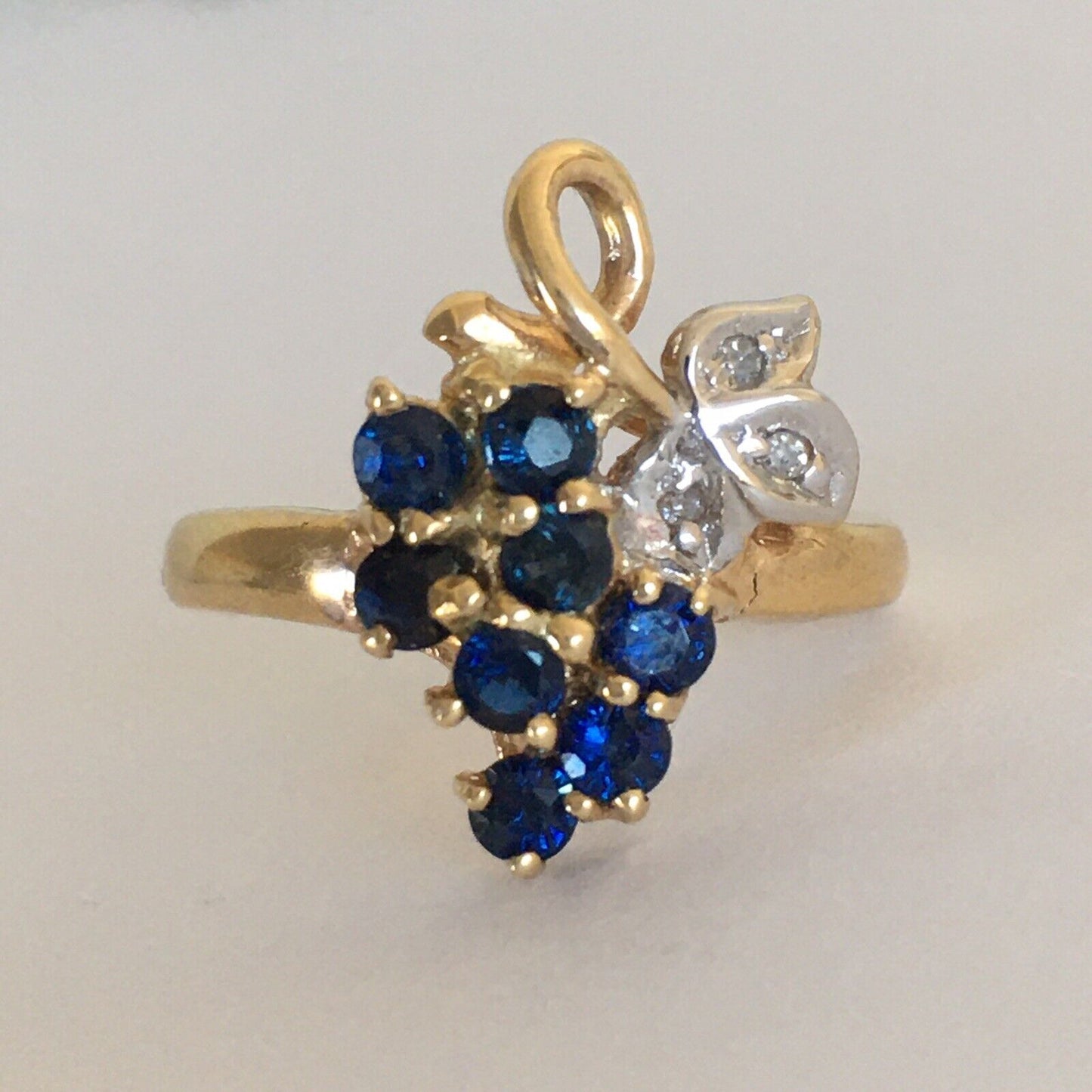 Q9815, New 14k Solid Yellow Gold Y/G Genuine Sapphire Diamond Ring, SZ-3.75