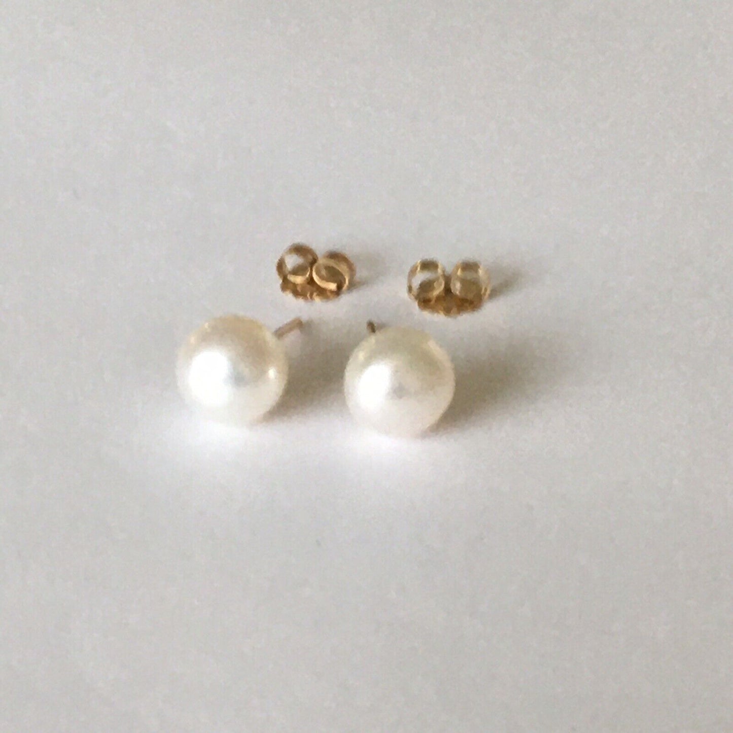 P-5206, New 14k Solid Yellow Gold Natural Fresh Water Pearl Studs Earrings, 6.5mm