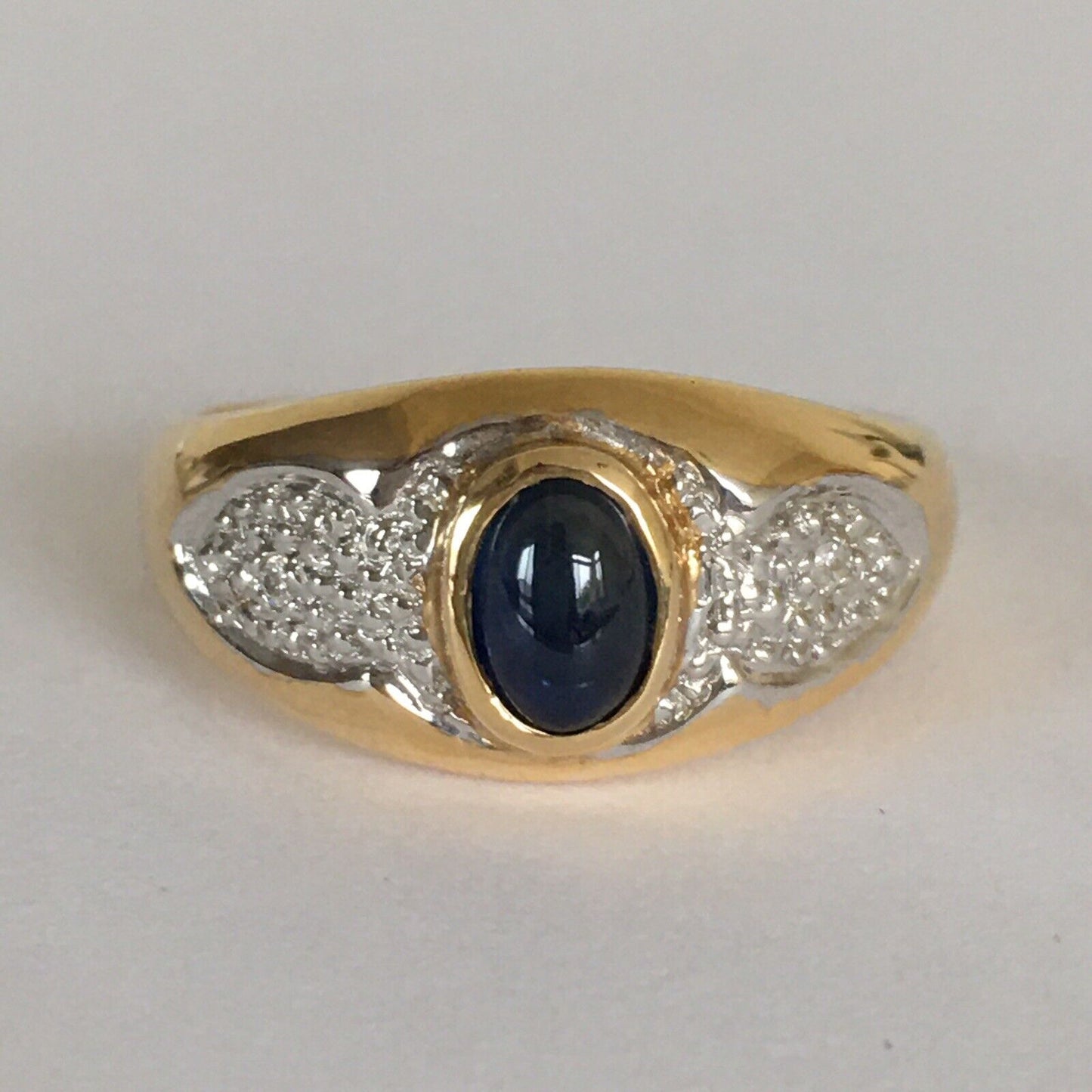 P-6220, New 14k Solid Yellow Gold Y/G Genuine Sapphire Ring With Diamonds, SZ-7