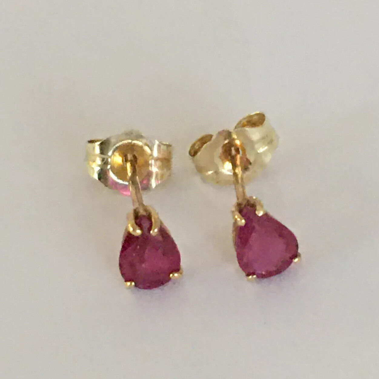 P-2150 14k Solid Yellow Gold Genuine solitary Ruby Earrings Studs Gemstone