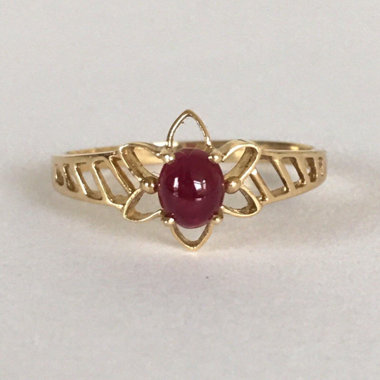 P-5610, New 14k Solid Yellow Gold Y/G Genuine Ruby Ring, Oval Shape, SZ-6.5