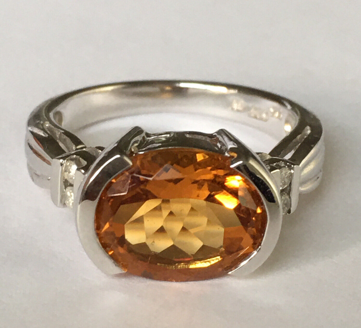 New 14k Solid White Gold W/G Citrine Ring Oval Cut, 9*12mm, SZ-7, NWT