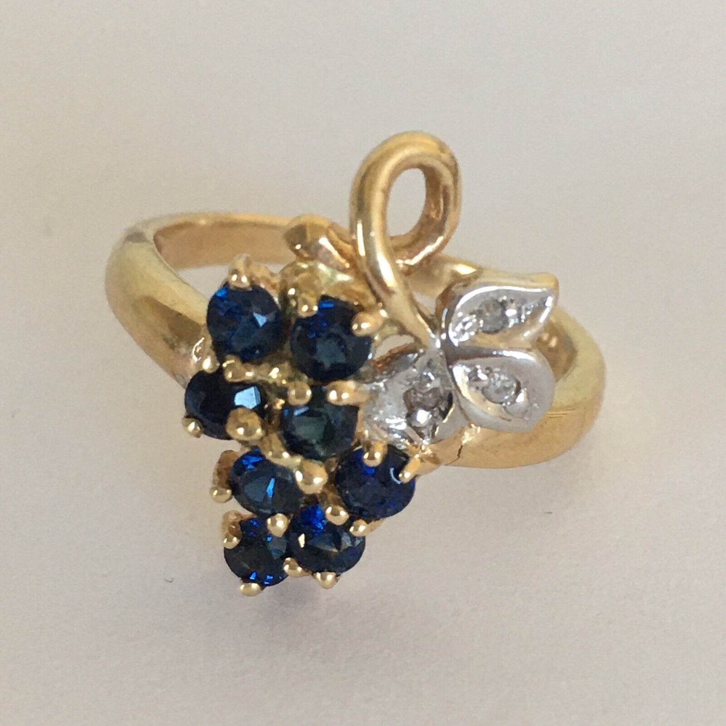 Q9815, New 14k Solid Yellow Gold Y/G Genuine Sapphire Diamond Ring, SZ-3.75