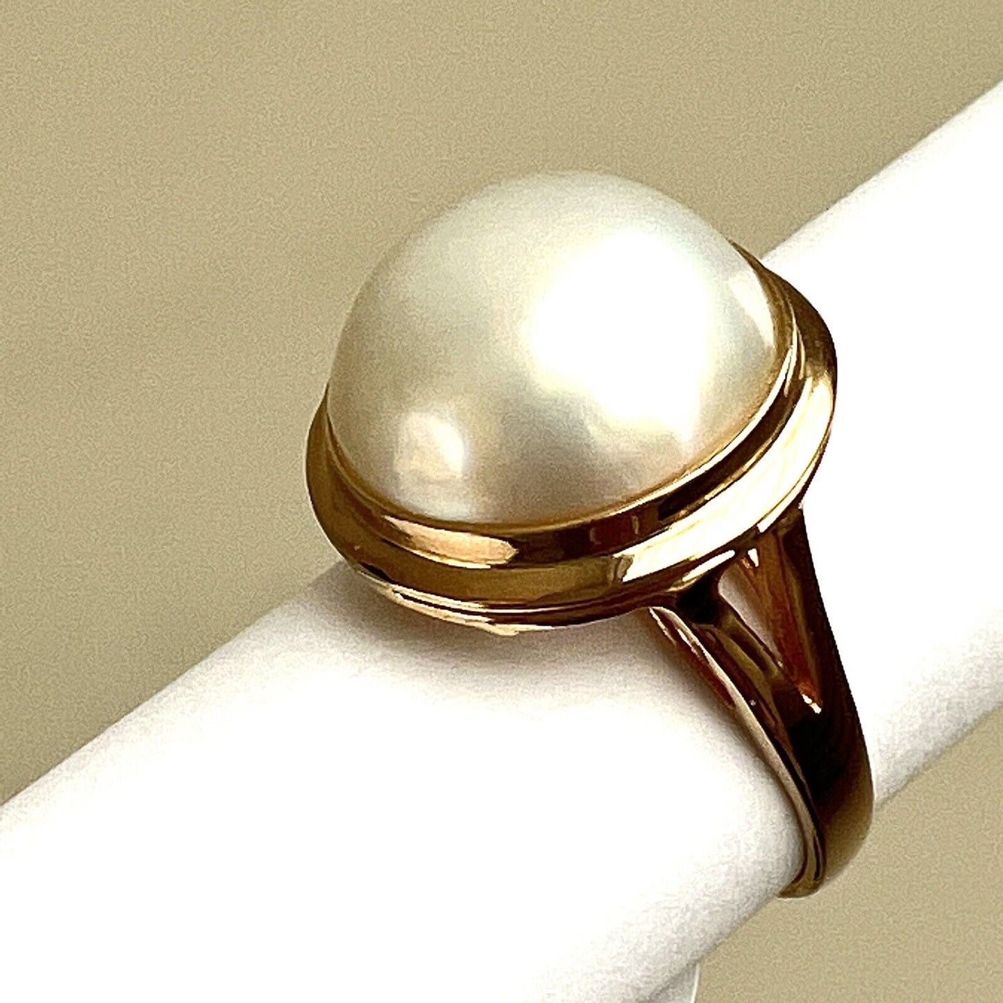 $500 New 14k Solid Yellow Gold Ring Natural Mabe South Sea Pearl Size 6.5 P22190