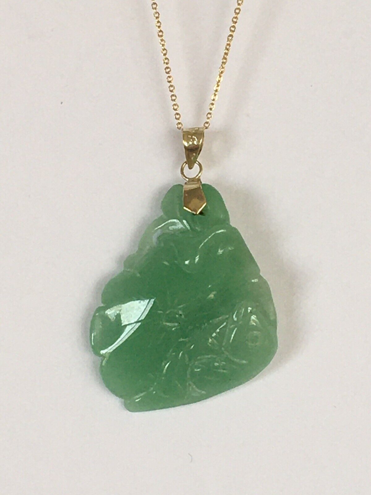 Green Jade Pendant 14k 2024 Yellow Gold