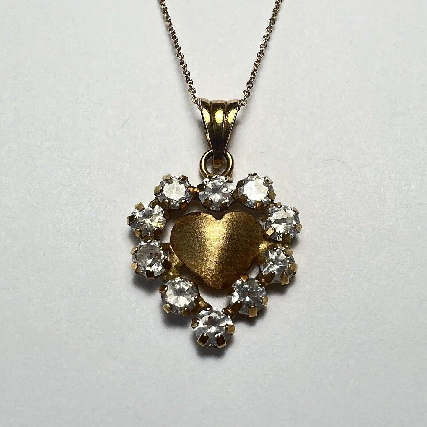 P-22060 New 14k Yellow Gold Genuine Diamond Pendant Heart Shape Italy Gold Stamp