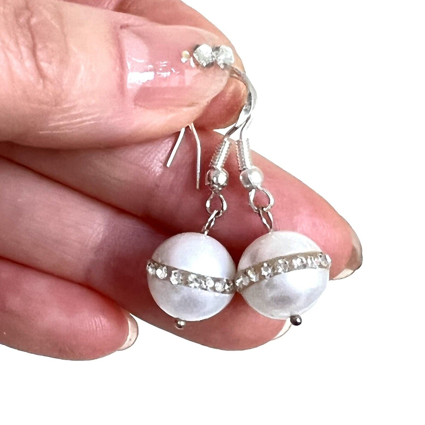 925 Sterling Silver Real Natural Round White South Sea Pearl Earrings 12mm