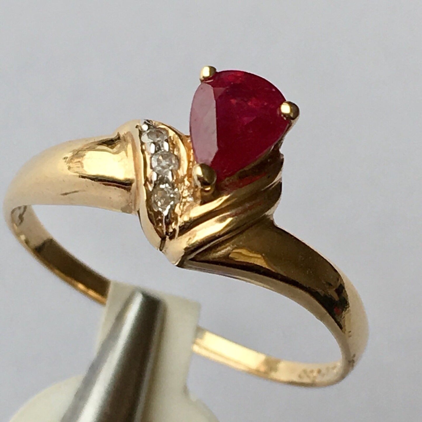 Q11916, New 14k Solid Yellow Gold Y/G Genuine Ruby Diamond Ring, SZ-7