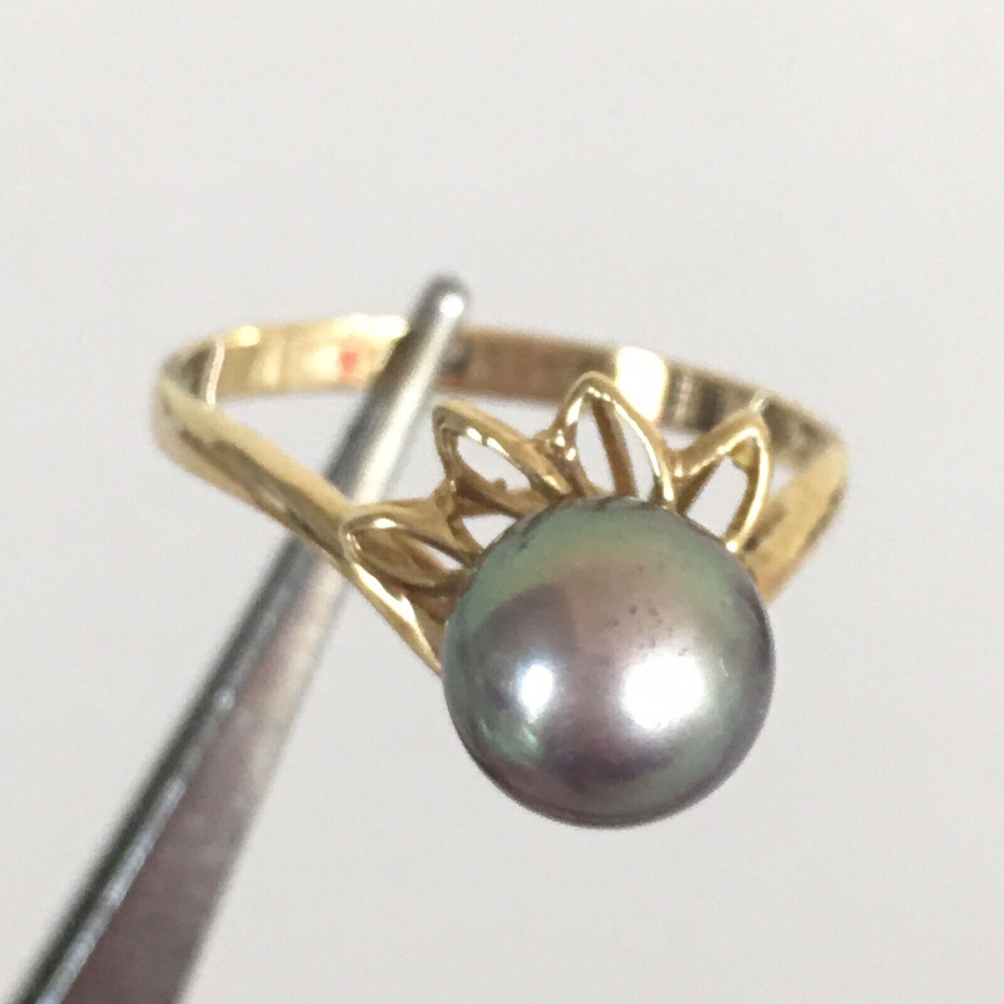 Q10112, New 14k Solid Yellow Gold Y/G Ring Natural Japanese Culture Pearl , SZ-7