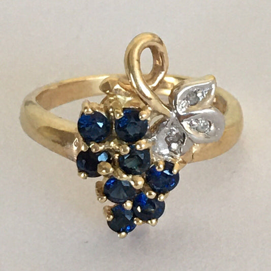 Q9815, New 14k Solid Yellow Gold Y/G Genuine Sapphire Diamond Ring, SZ-3.75