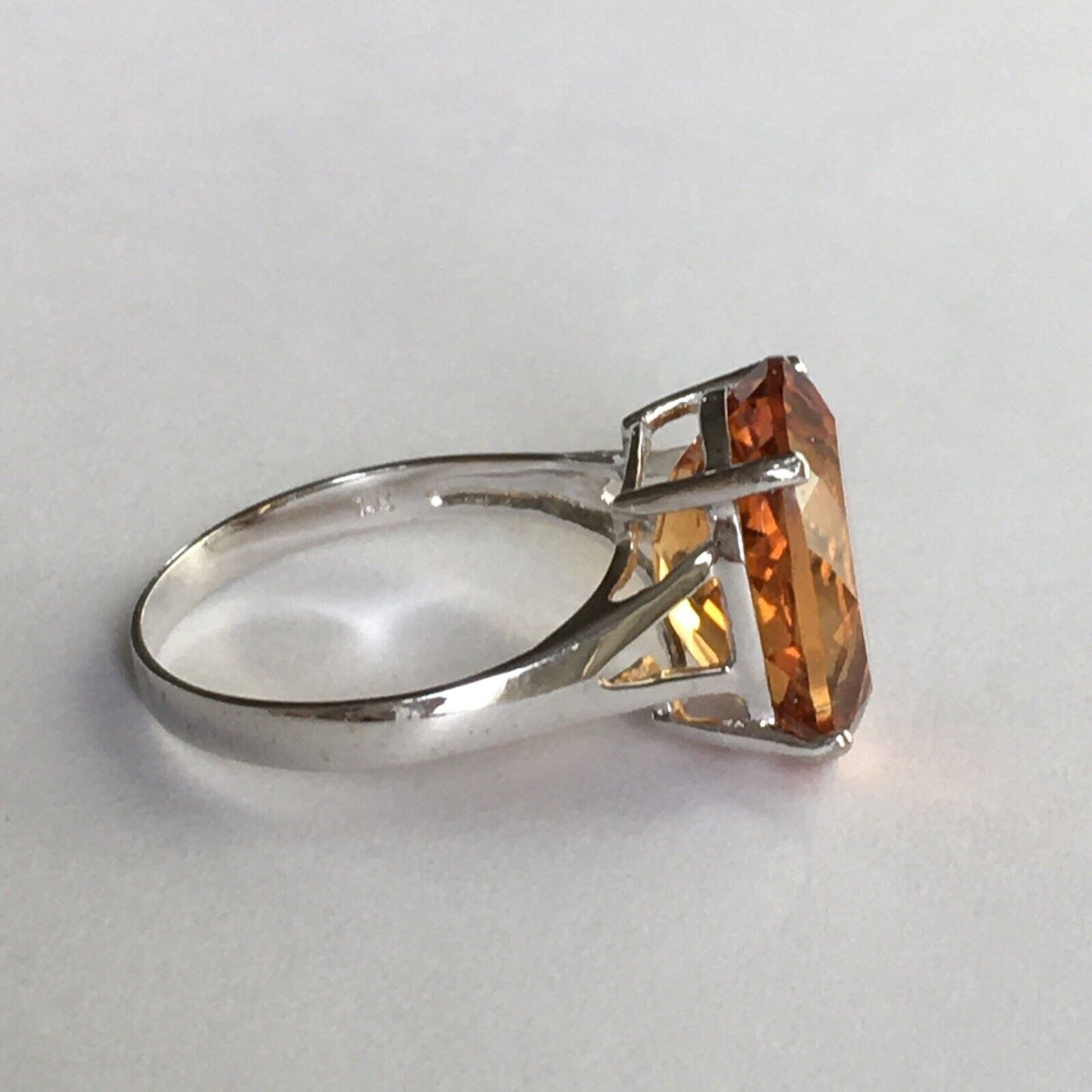 New 14k Solid White Gold W/G Citrine Ring Oval, 10*14mm, SZ-7