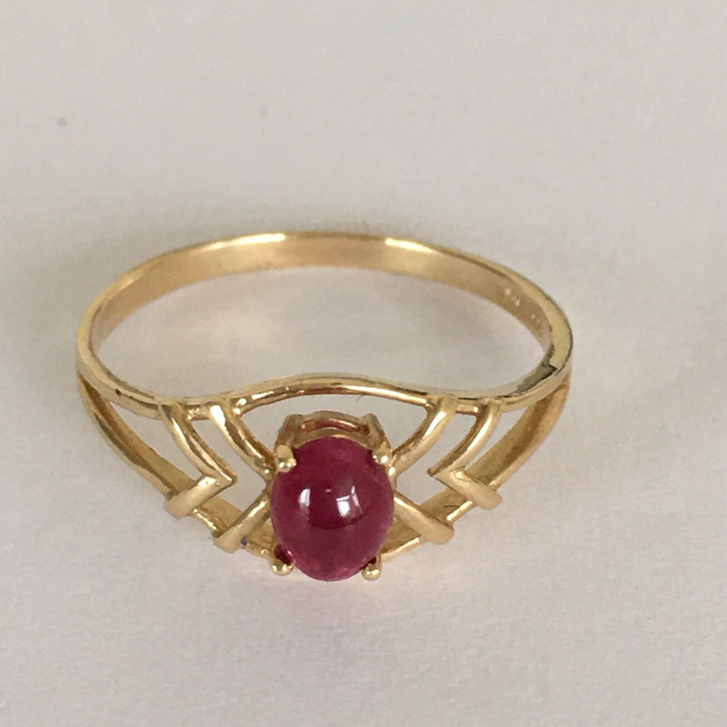 P-5410, New 14k Solid Yellow Gold Y/G Genuine Ruby Ring, Oval Shape, SZ-6