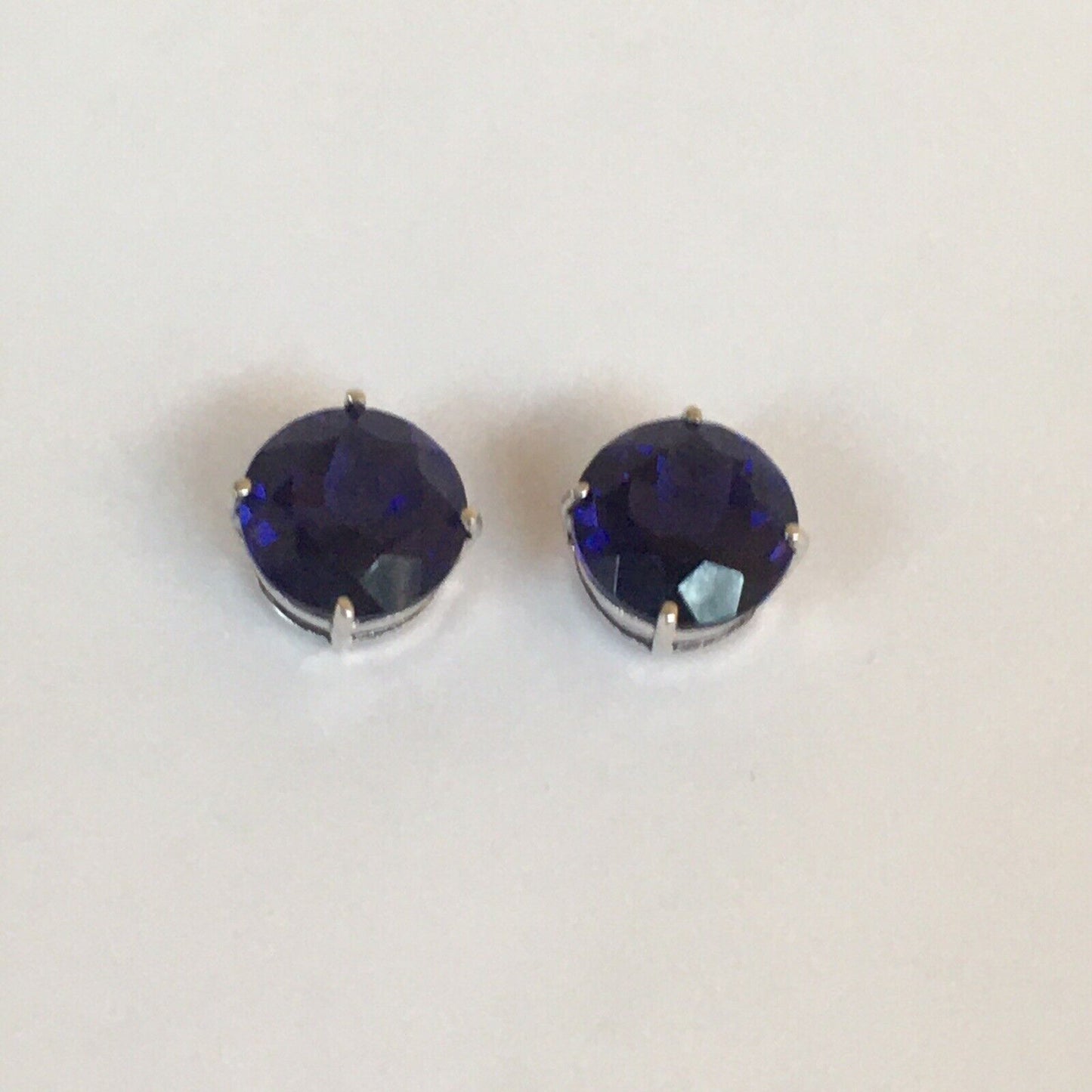 P2160 New 14k Solid White Gold Iolite Topaz Earrings Studs Round Gemstone 8*8mm