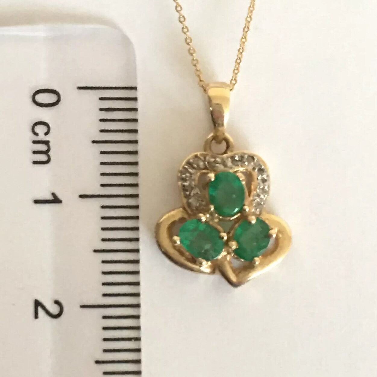 P-94170 New 14k Solid Yellow Gold Genuine Oval Emerald Pendant With Diamond