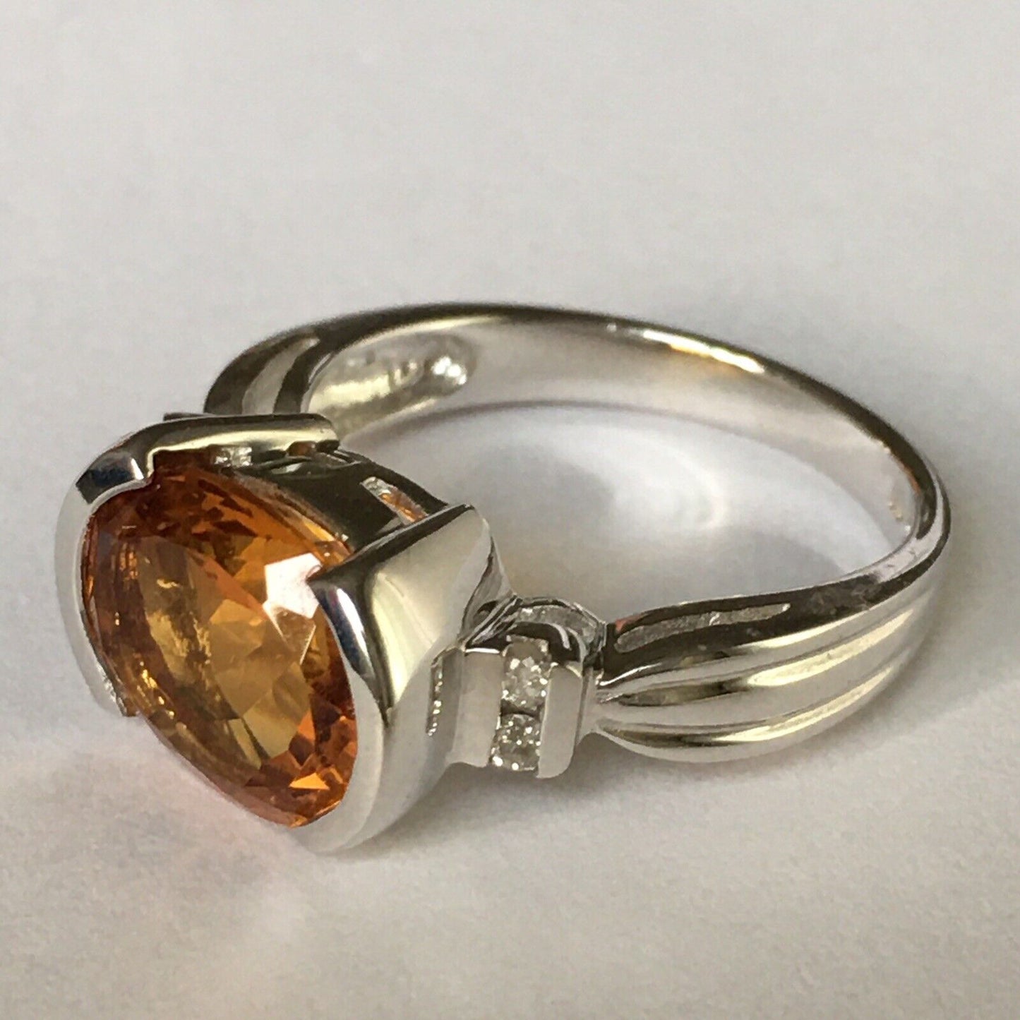 New 14k Solid White Gold W/G Citrine Ring Oval Cut, 9*12mm, SZ-7, NWT