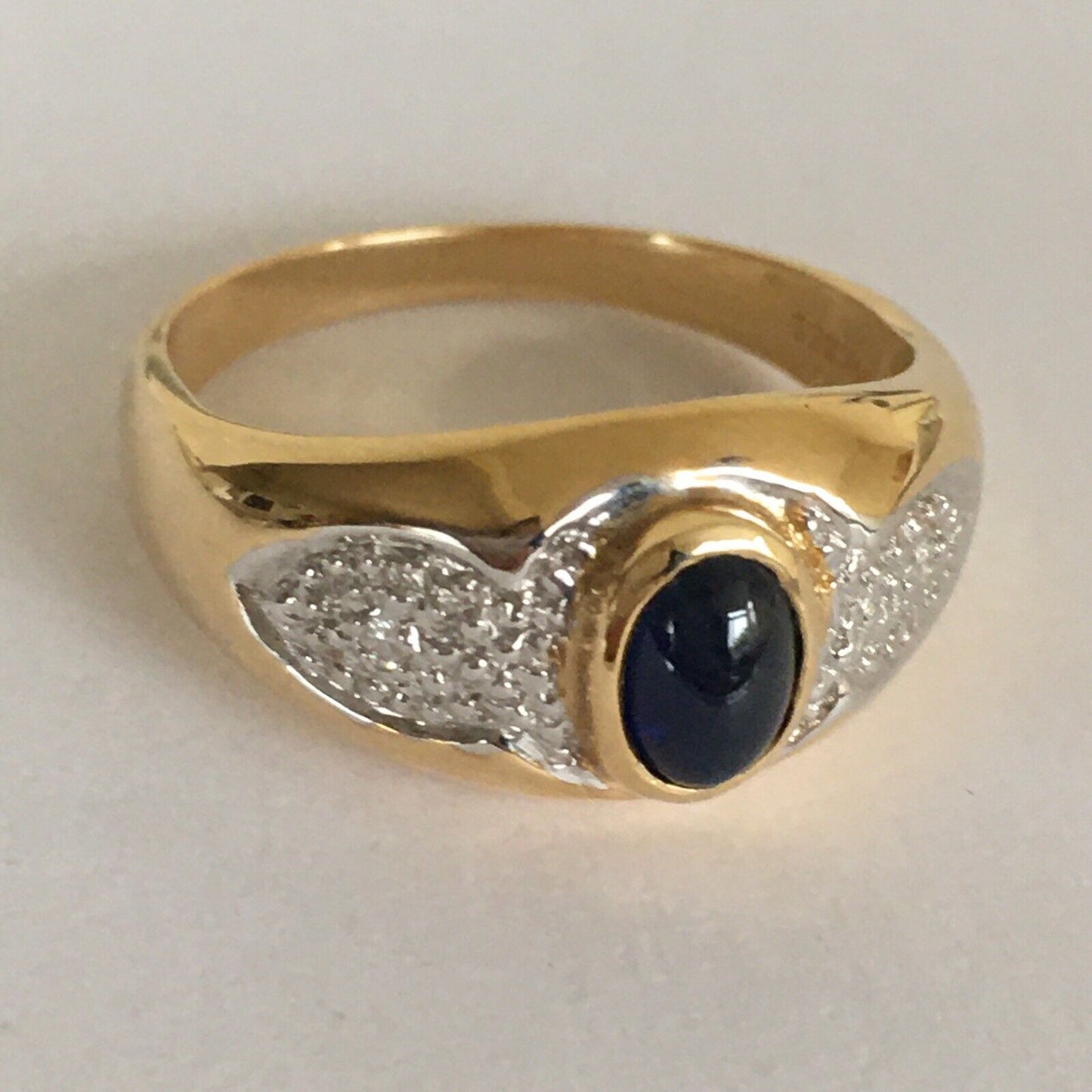 P-6220, New 14k Solid Yellow Gold Y/G Genuine Sapphire Ring With Diamonds, SZ-7