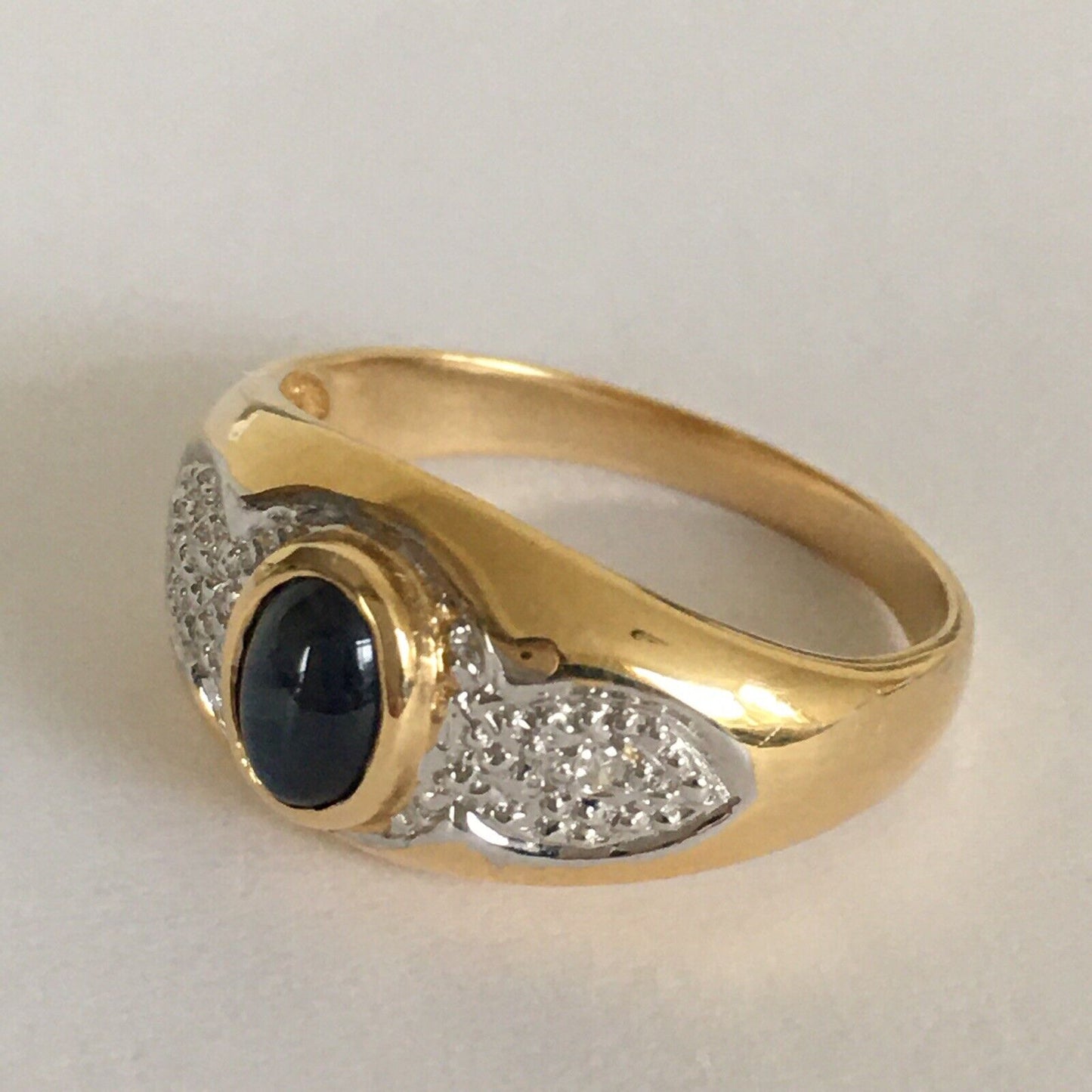 P-6220, New 14k Solid Yellow Gold Y/G Genuine Sapphire Ring With Diamonds, SZ-7