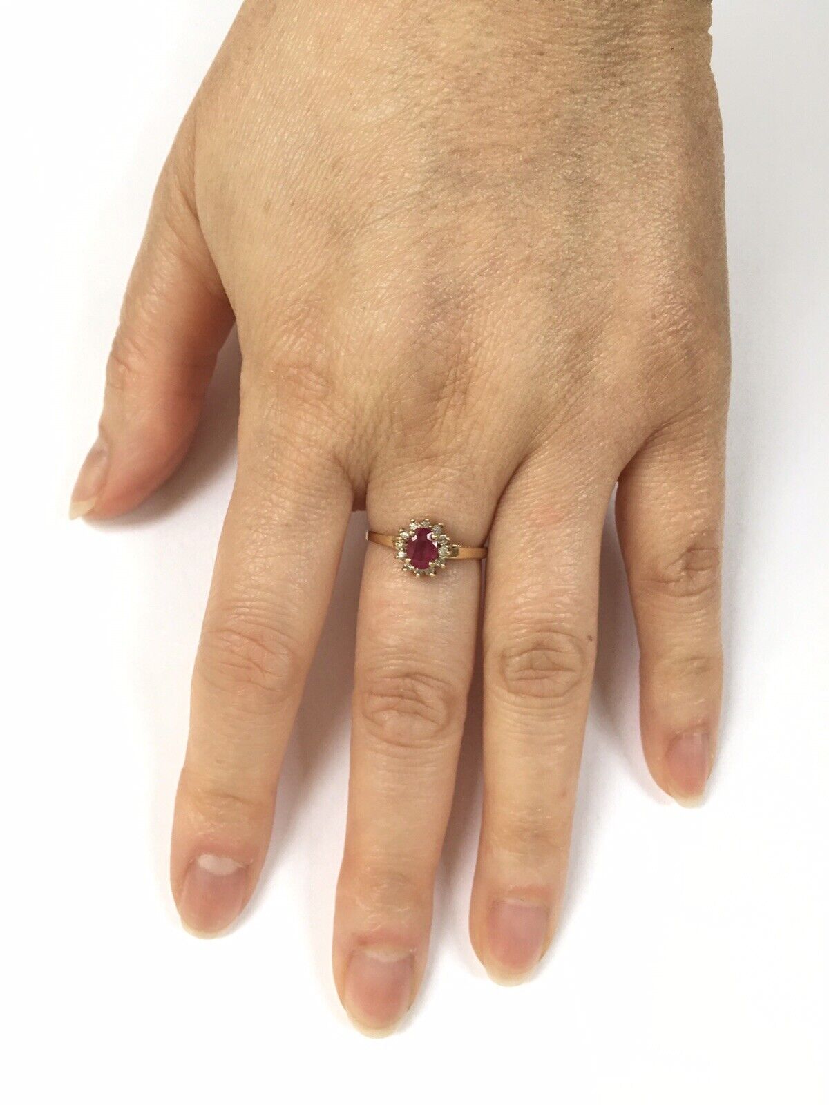 P-6331, New 14k Solid Yellow Gold Y/G Genuine Ruby Ring With Diamonds, SZ-6.5