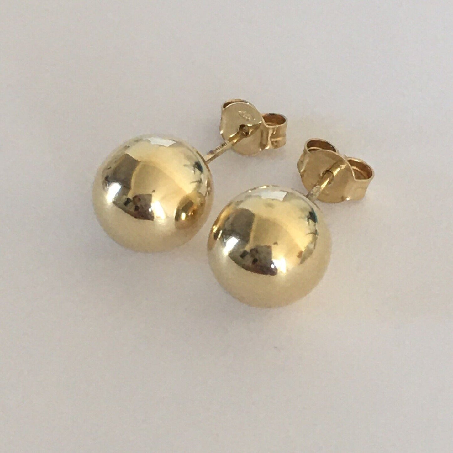 P-05100, New 14k Yellow Gold Earrings Studs 10*10mm Shining Ball