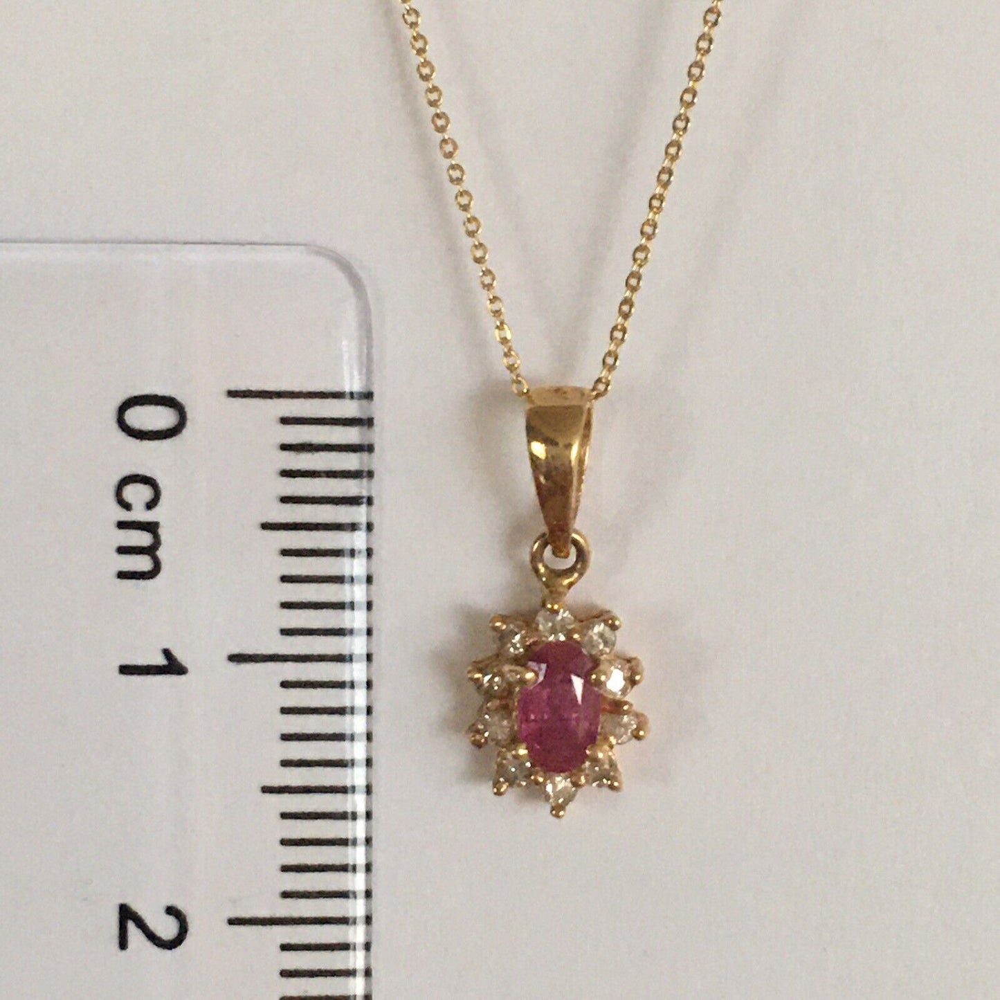 P-97170 New 14k Solid Yellow Gold Genuine Oval Ruby Pendant With Diamond