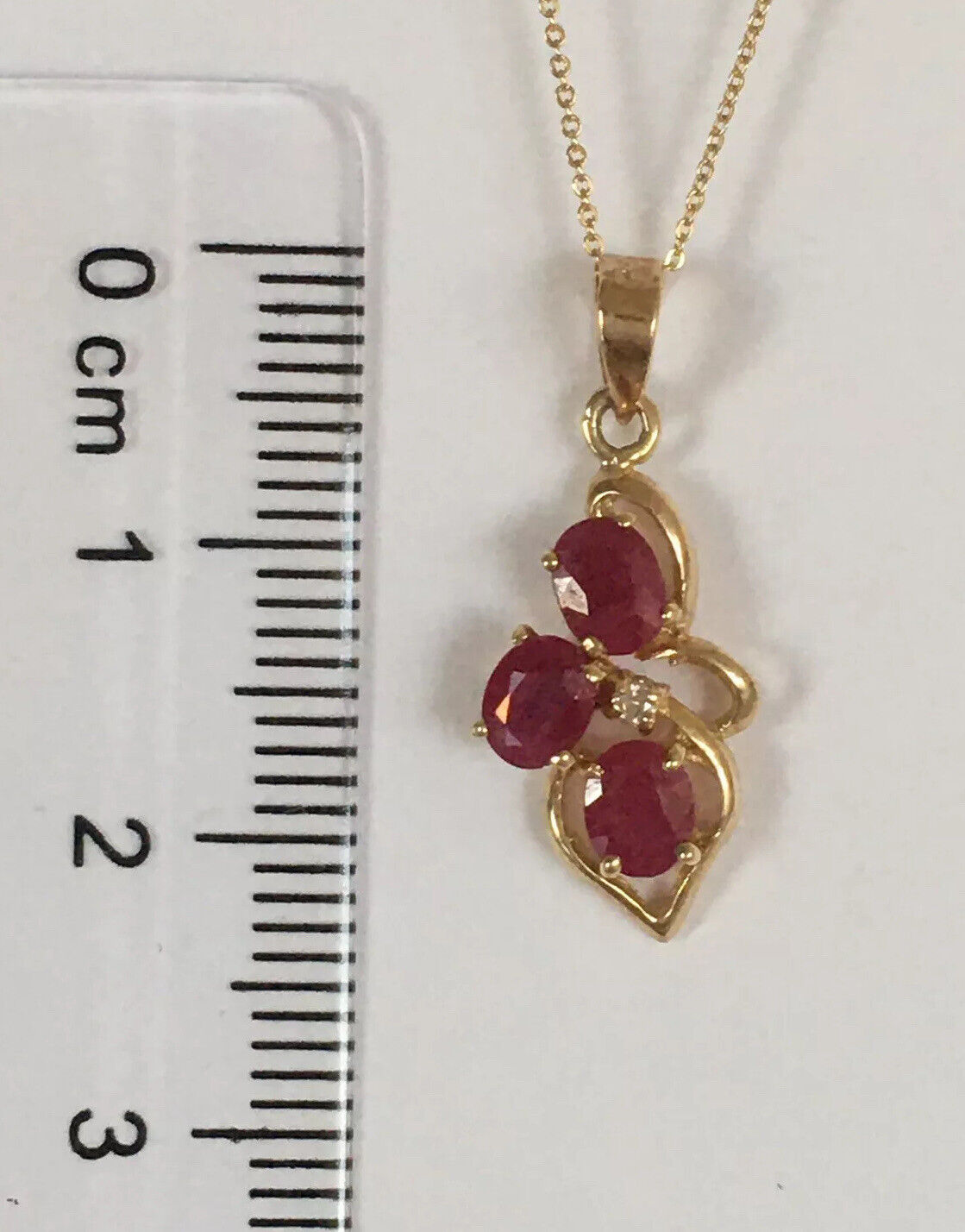 P-95130 New 14k Solid Yellow Gold Genuine Oval Ruby Pendant With Diamond