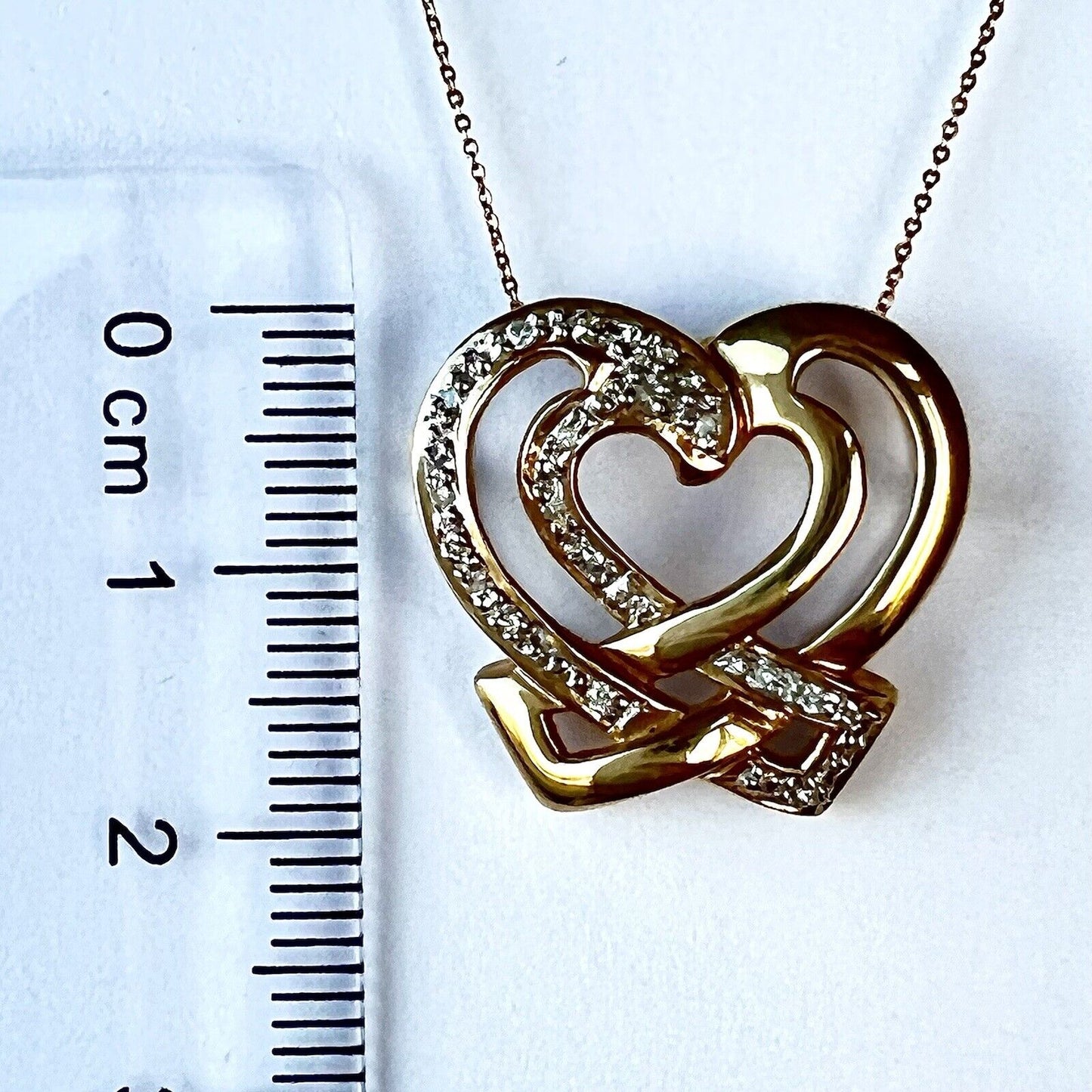 P-22300 14k Solid Yellow Gold Diamond Pendant Heart Shape White Gold Two Tone