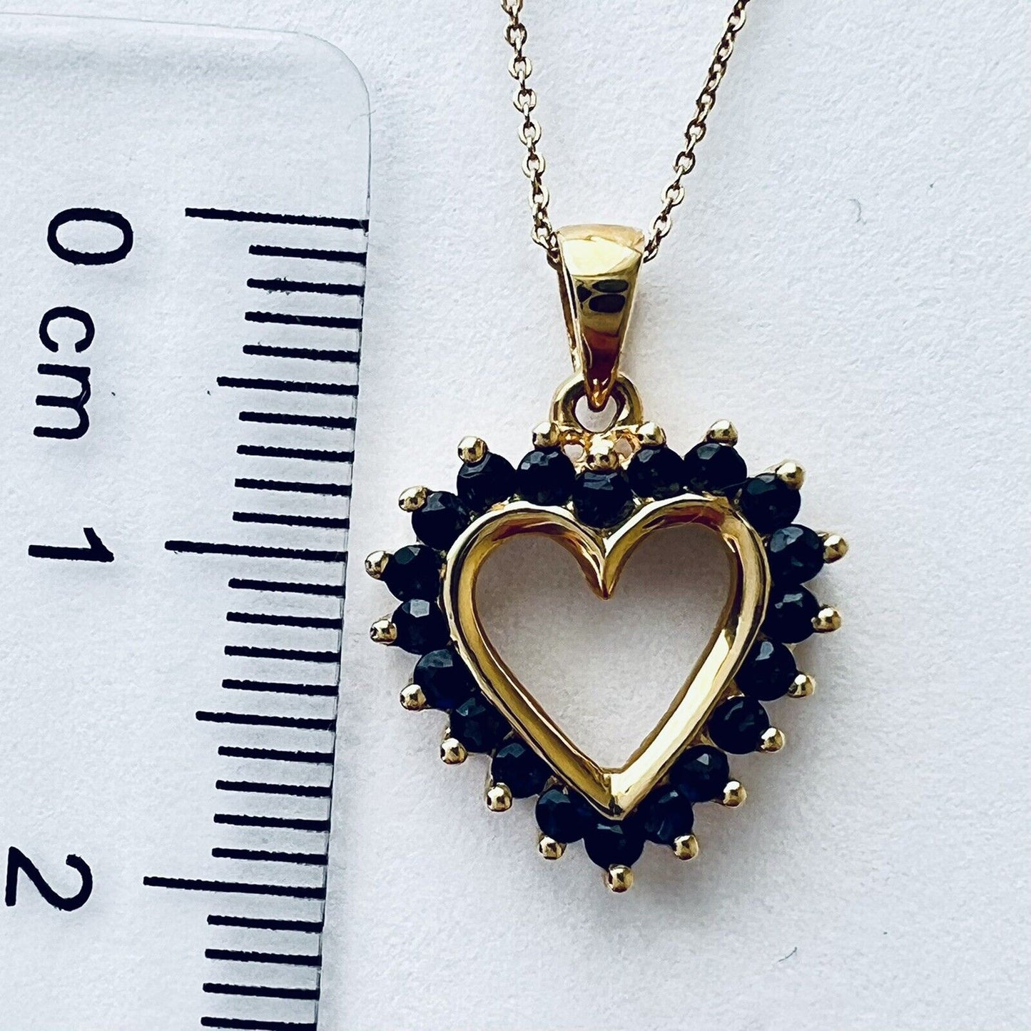 P-22060 New 18k Yellow Gold Genuine Sapphire Heart Pendant Italy Gold 1.9g 0.5ct