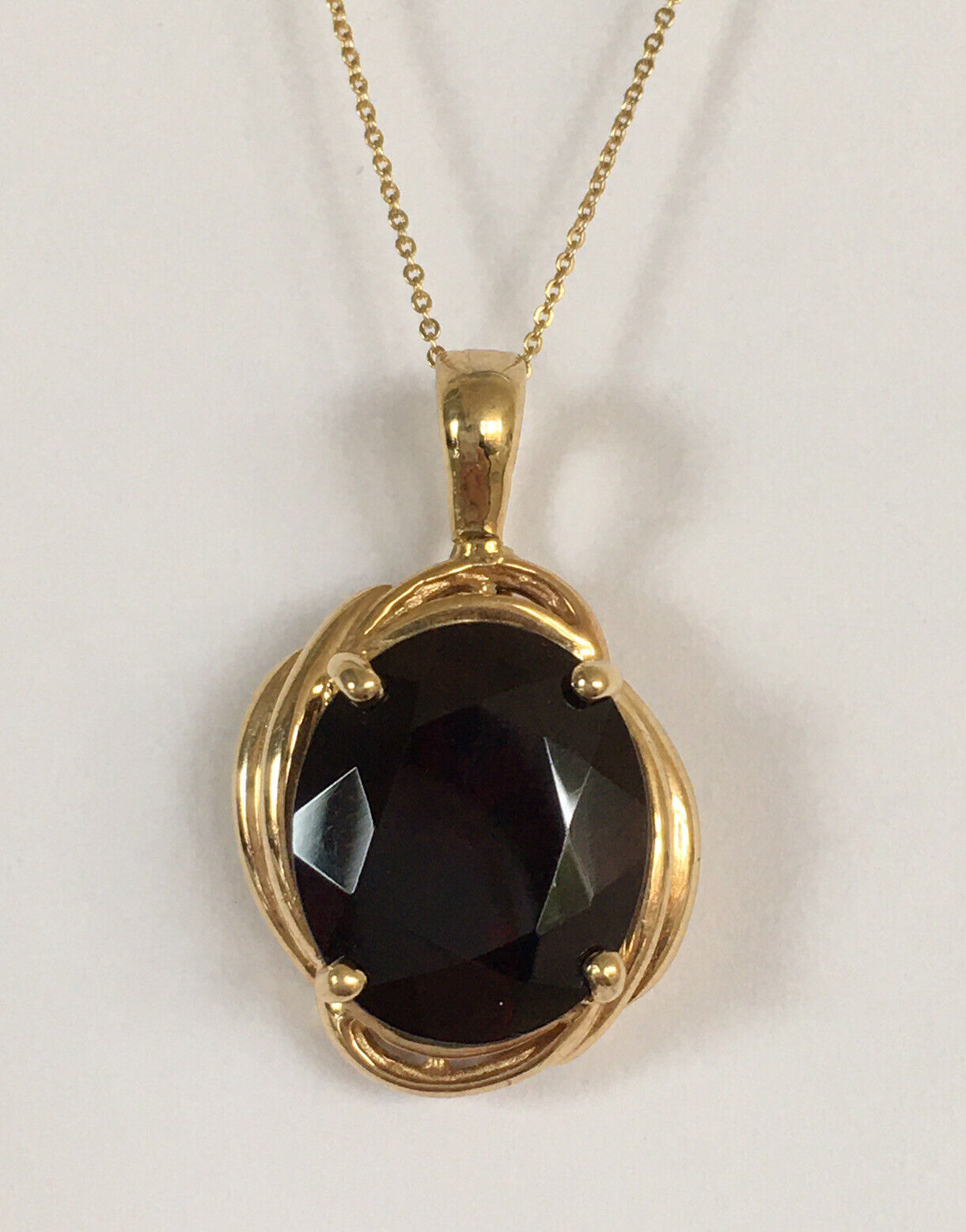 New 14k Solid yellow Gold Y/G Garnet Pendant, 11*14mm, Oval, P-9575010