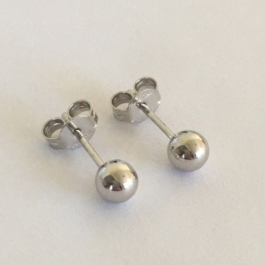 P-0550, New 14k White Gold Earrings Studs 10*10mm Shining Ball