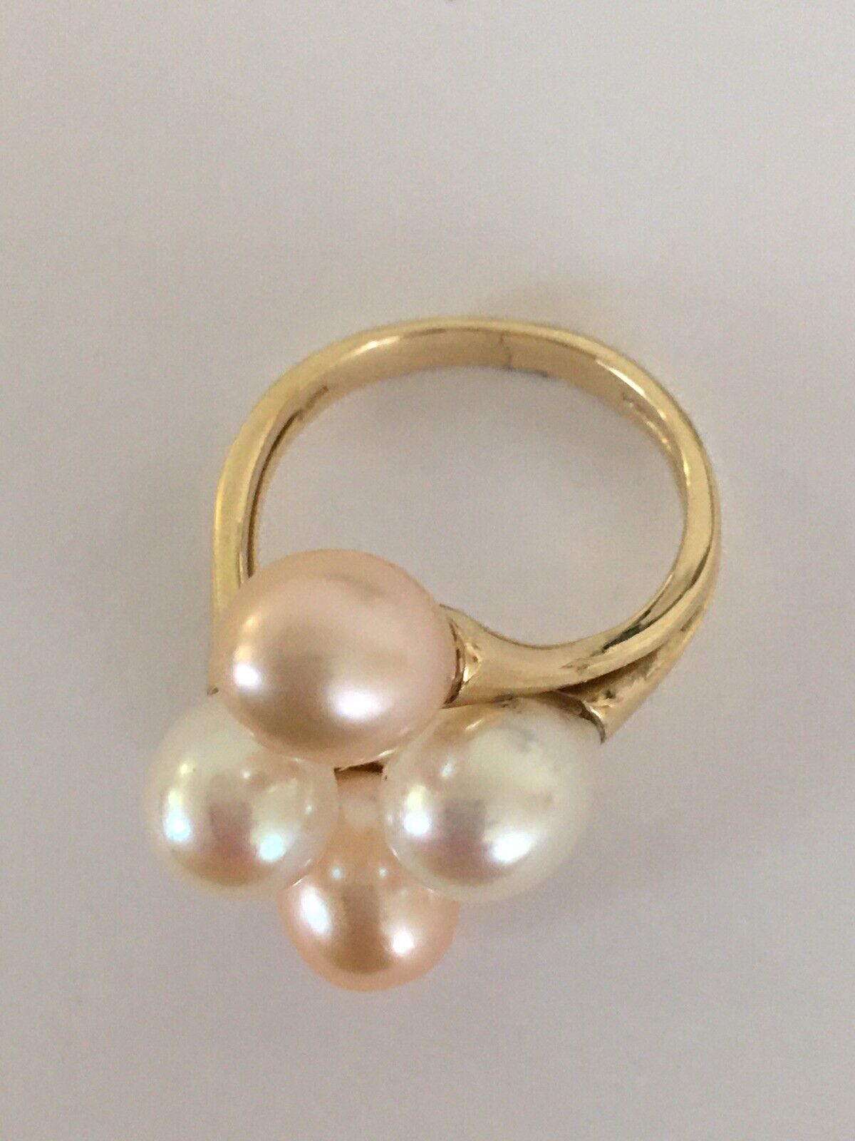 P53290, New 14k Solid Yellow Gold Y/G Ring Natural Japanese Fresh Pearl , SZ-8