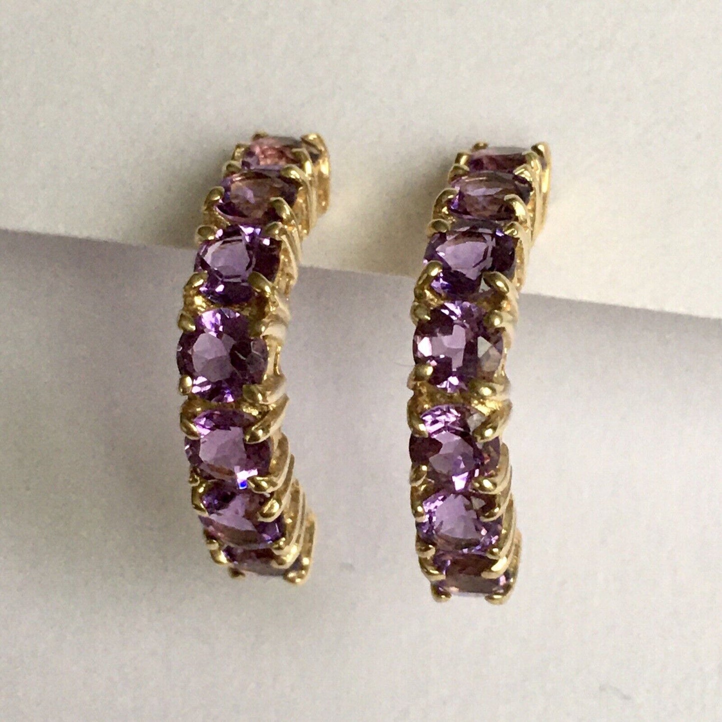 New 14k Solid Yellow Gold Y/G Natural Purple Amethyst Studs Earrings Gemstone