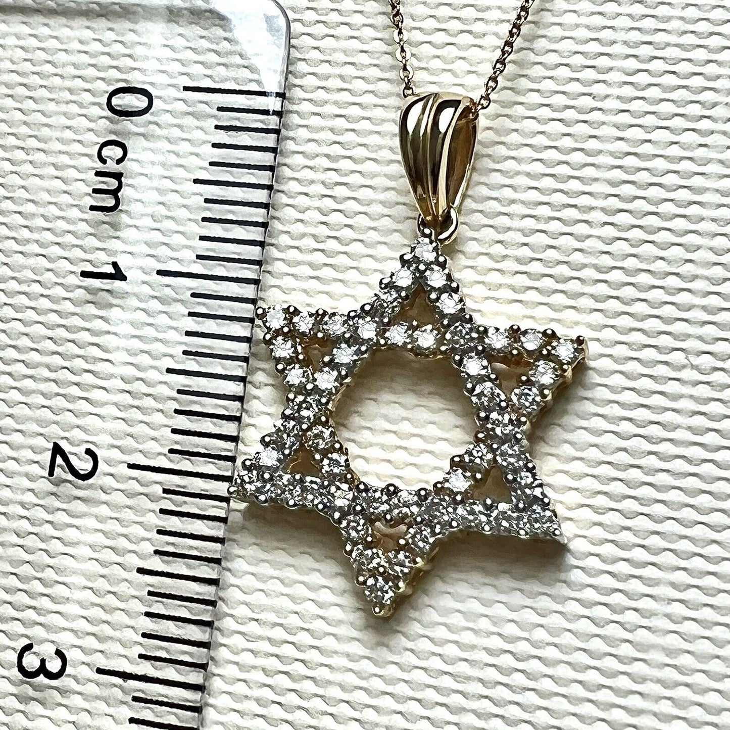 P-22338 New 14k Solid Yellow Gold Genuine Diamond Pendant hexagonal star Unique