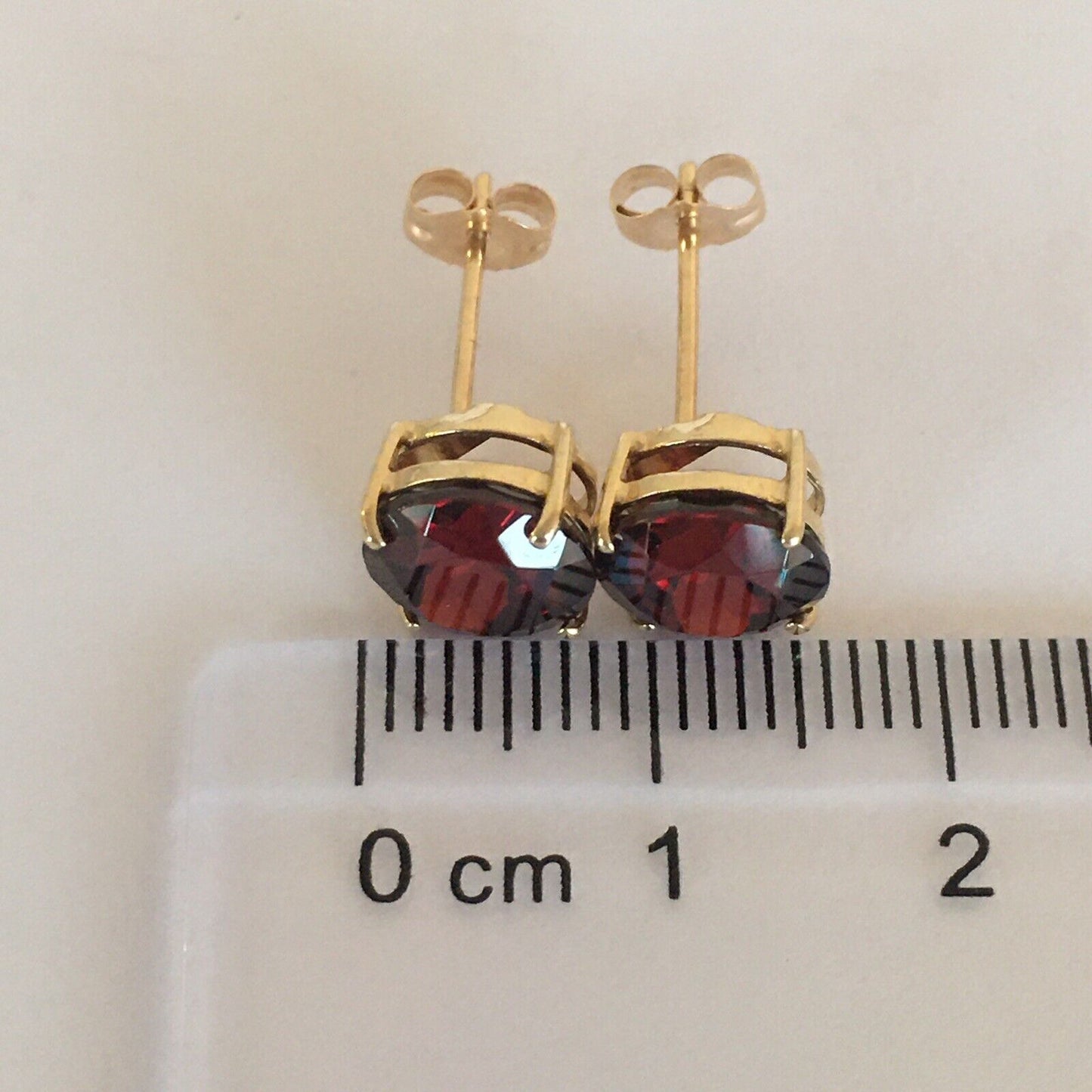 P2140 New 14k Solid yellow Gold Garnet Earrings Studs Round Gemstone 8*8mm