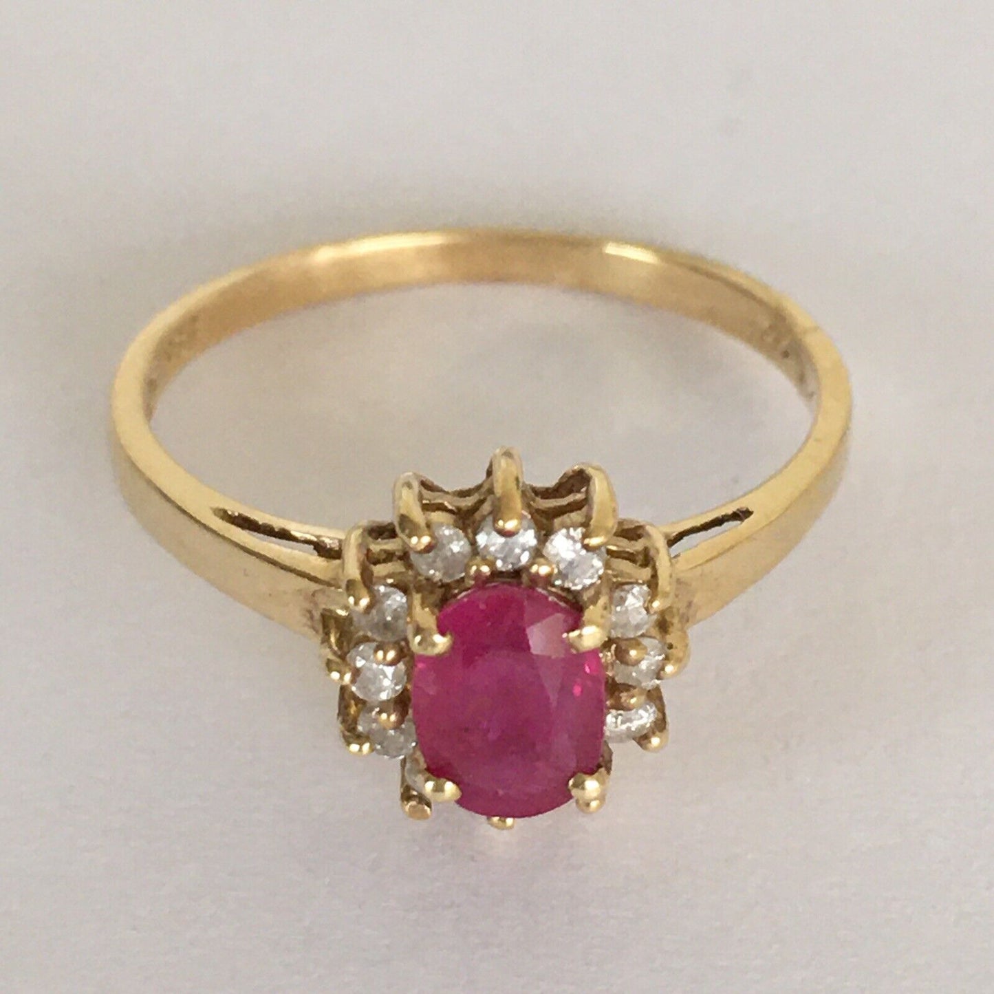 P-6331, New 14k Solid Yellow Gold Y/G Genuine Ruby Ring With Diamonds, SZ-6.5