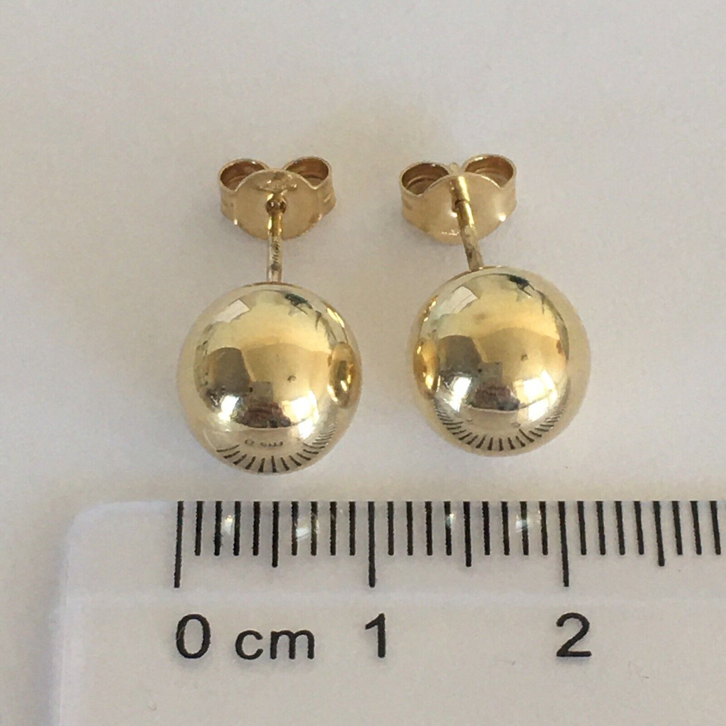 P-05100, New 14k Yellow Gold Earrings Studs 10*10mm Shining Ball