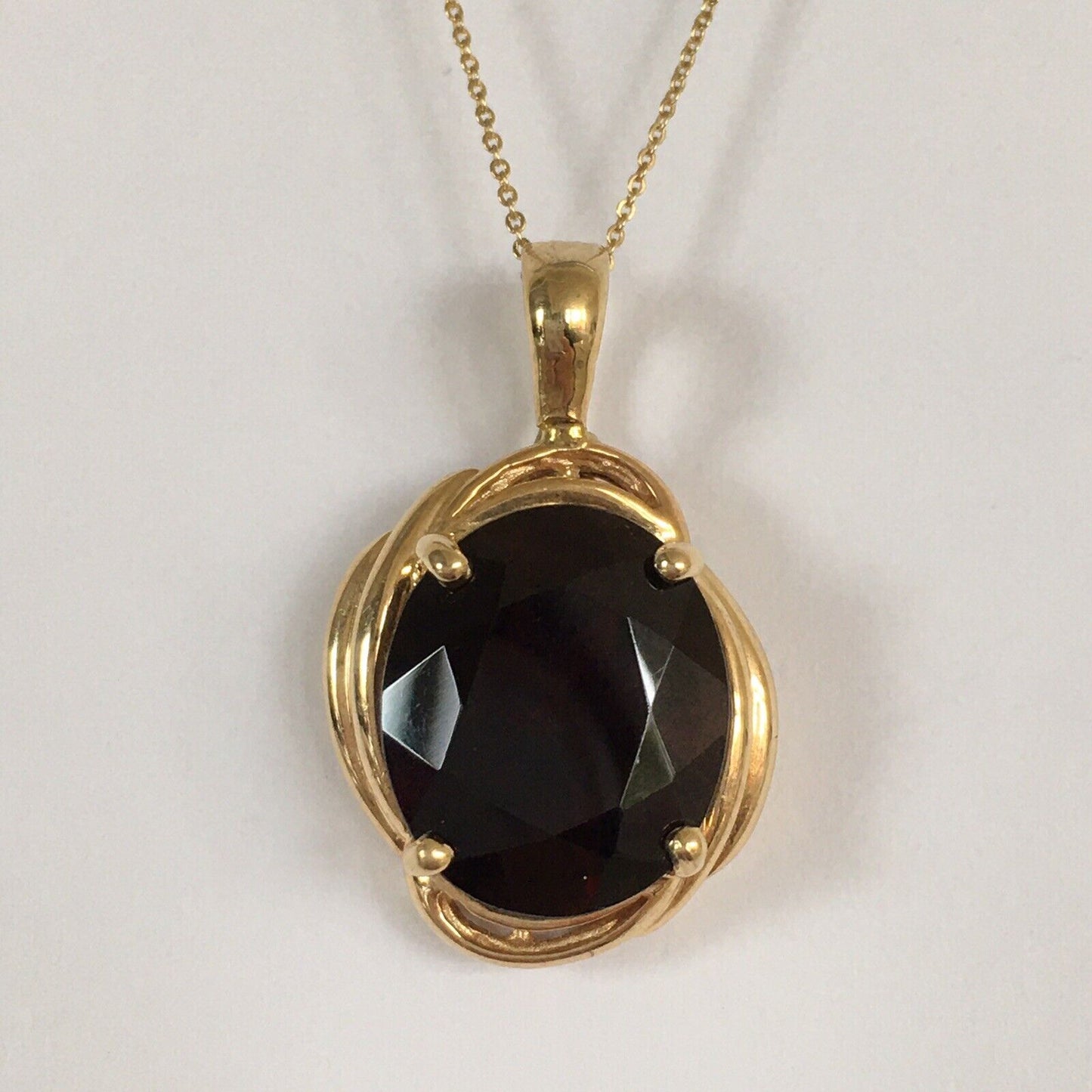 New 14k Solid yellow Gold Y/G Garnet Pendant, 11*14mm, Oval, P-9575010