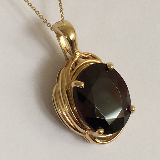 New 14k Solid yellow Gold Y/G Garnet Pendant, 11*14mm, Oval, P-9575010