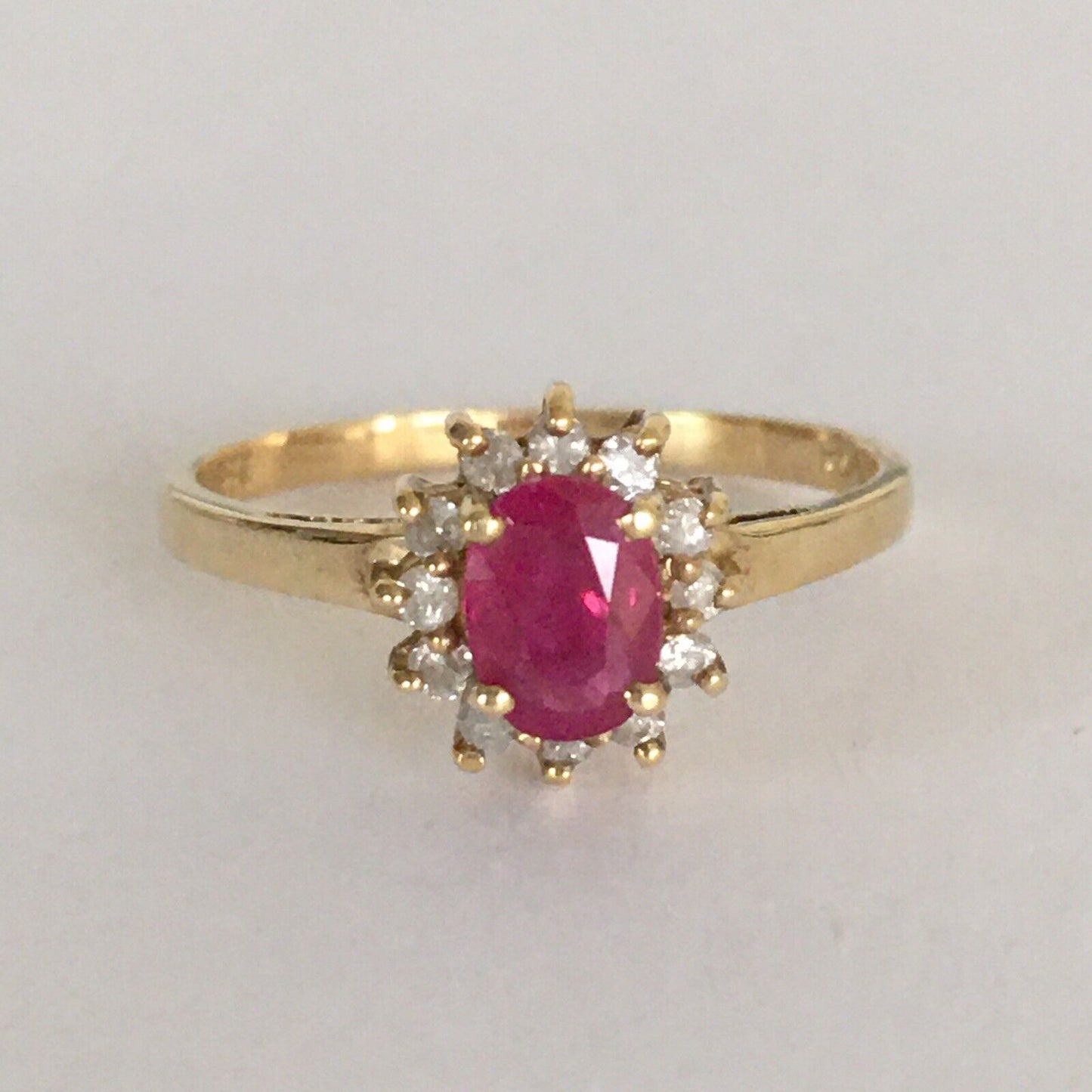 P-6331, New 14k Solid Yellow Gold Y/G Genuine Ruby Ring With Diamonds, SZ-6.5